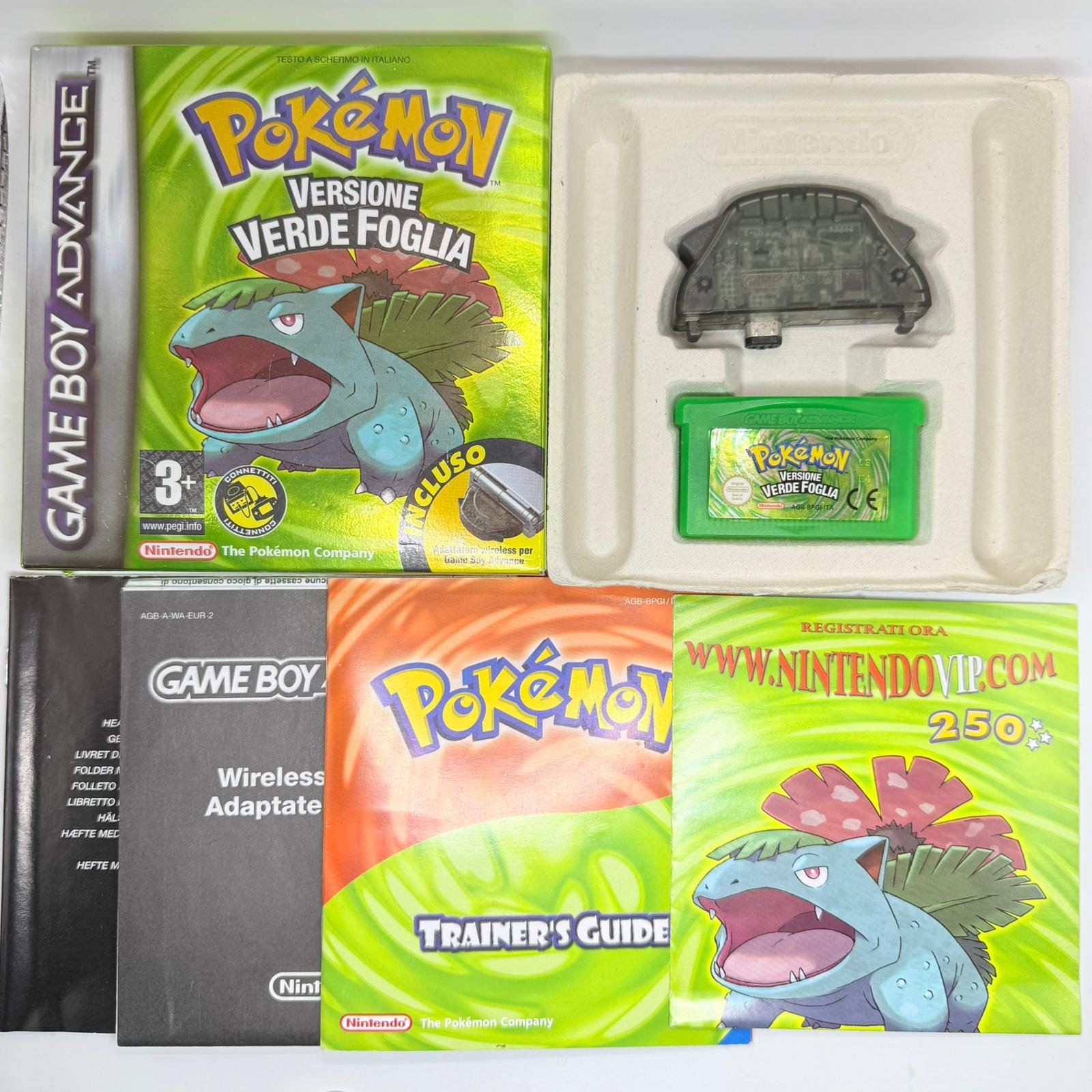 POKEMON VERDE FOGLIA GAME BOY ORIGINALE ITA - COMPLETO - CODICE VIP DA GRATTARE