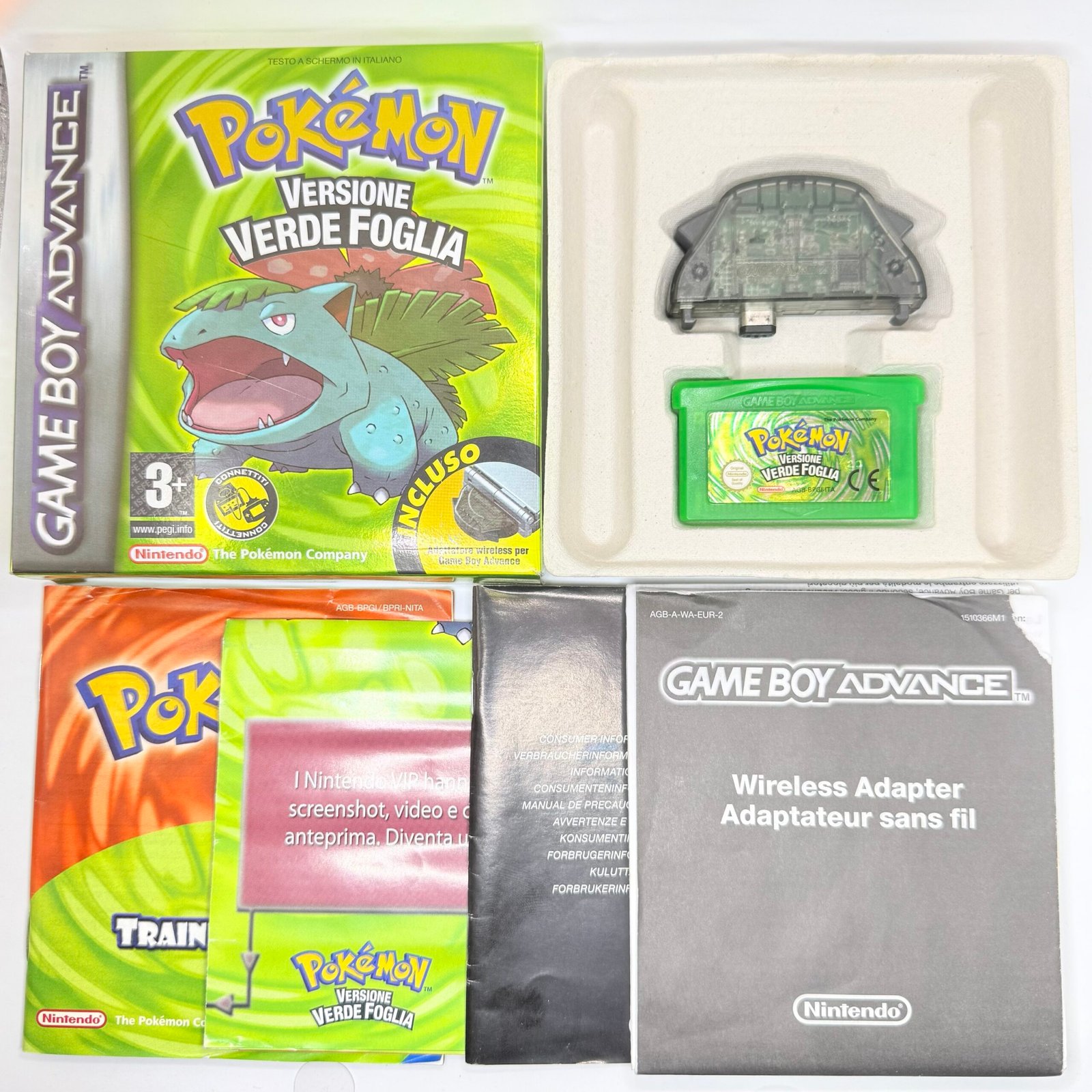 POKEMON VERDE FOGLIA GAME BOY ORIGINALE ITA - COMPLETO - CODICE VIP DA GRATTARE