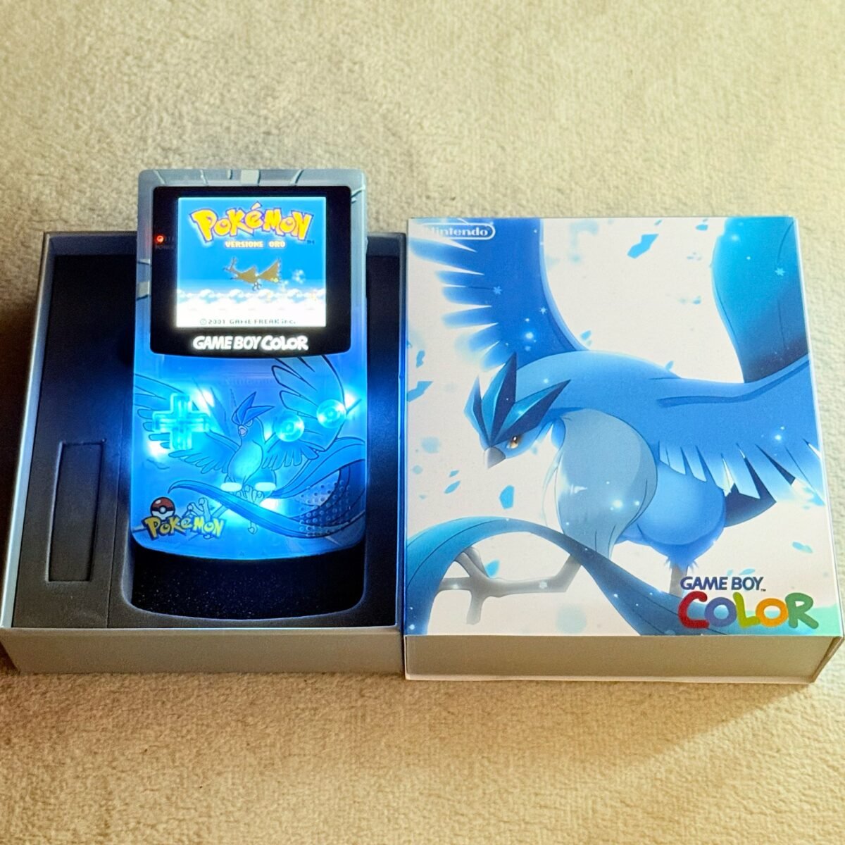 Game Boy Color - IPS V3 - Pokémon Articuno + LED TASTI