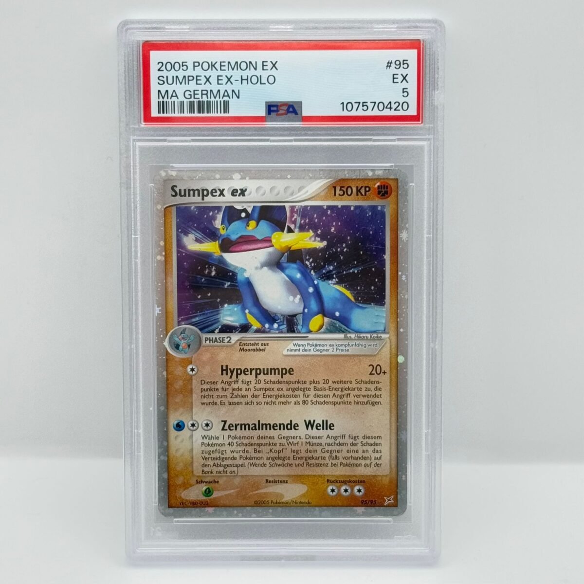 🇩🇪 POKÉMON CARD - SUMPEX EX HOLO 95/95 - 2005 - POKÉMON EX - GER - PSA 5