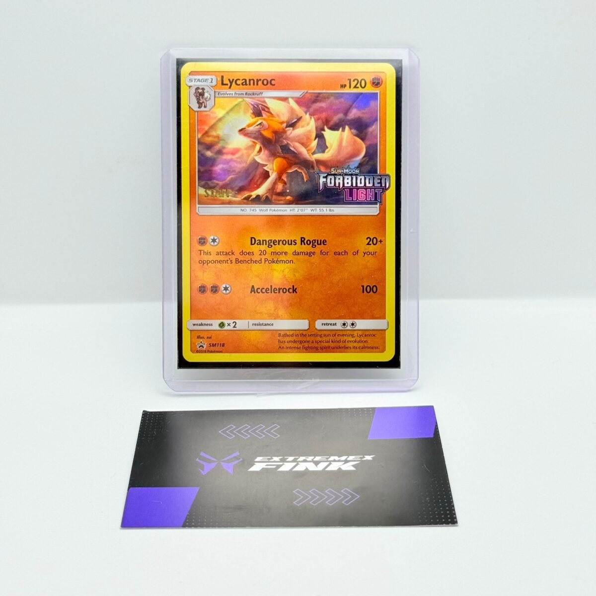 CARTA POKEMON CARD - LYCANROC PROMO SM118 STAFF - SUN & MOON FORBIDDEN LIGHT -NM