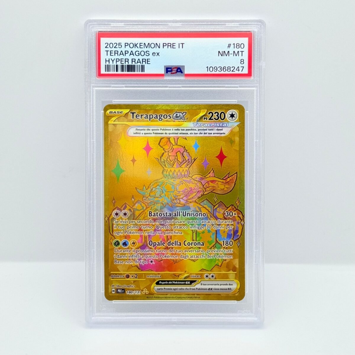 CARTA POKÉMON TERAPAGOS EX 180/131 - 2025 - EVOLUZIONI PRISMATICHE - ITA - PSA 8