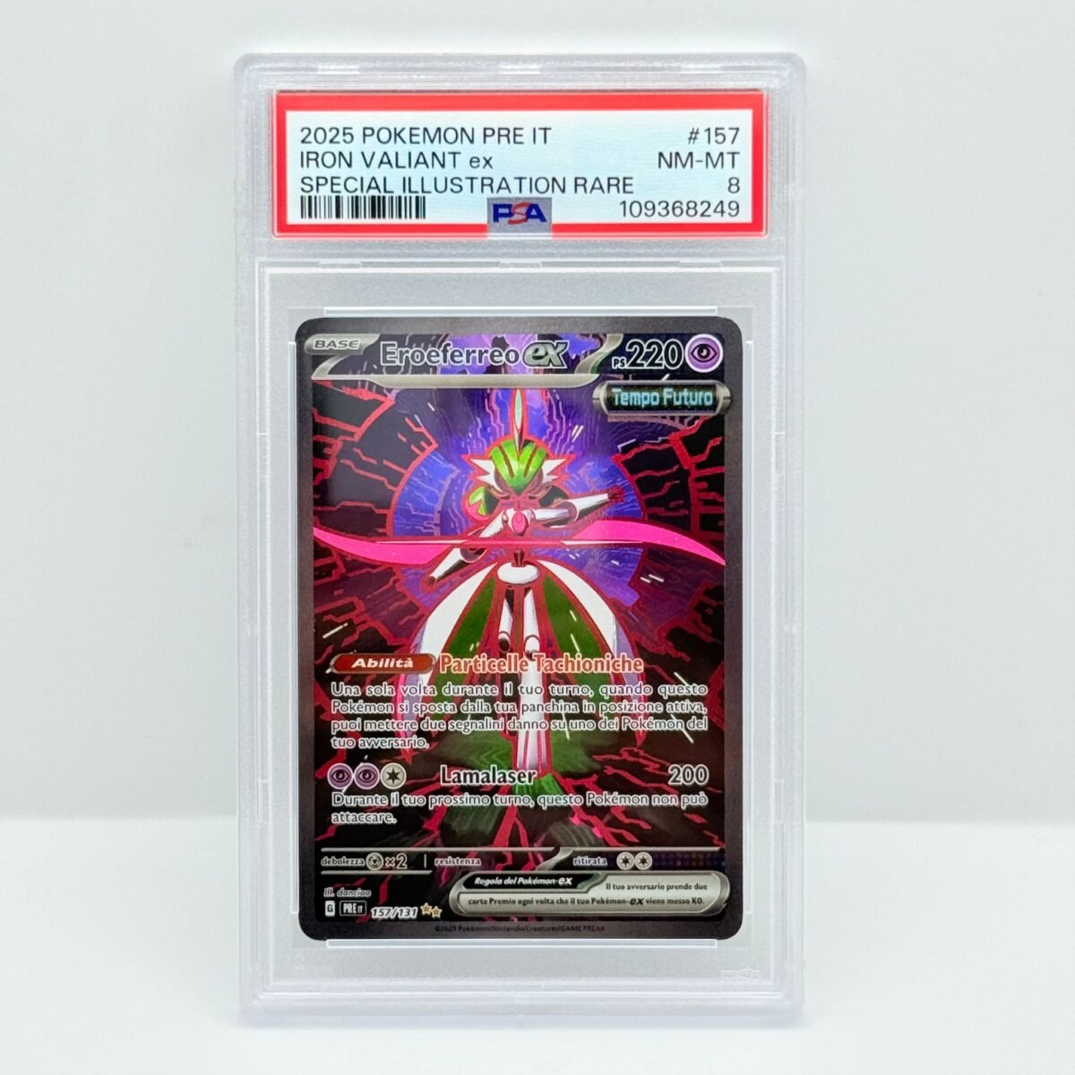 CARTA POKÉMON EROEFERREO EX 157/131 -2025- EVOLUZIONI PRISMATICHE - ITA - PSA 8