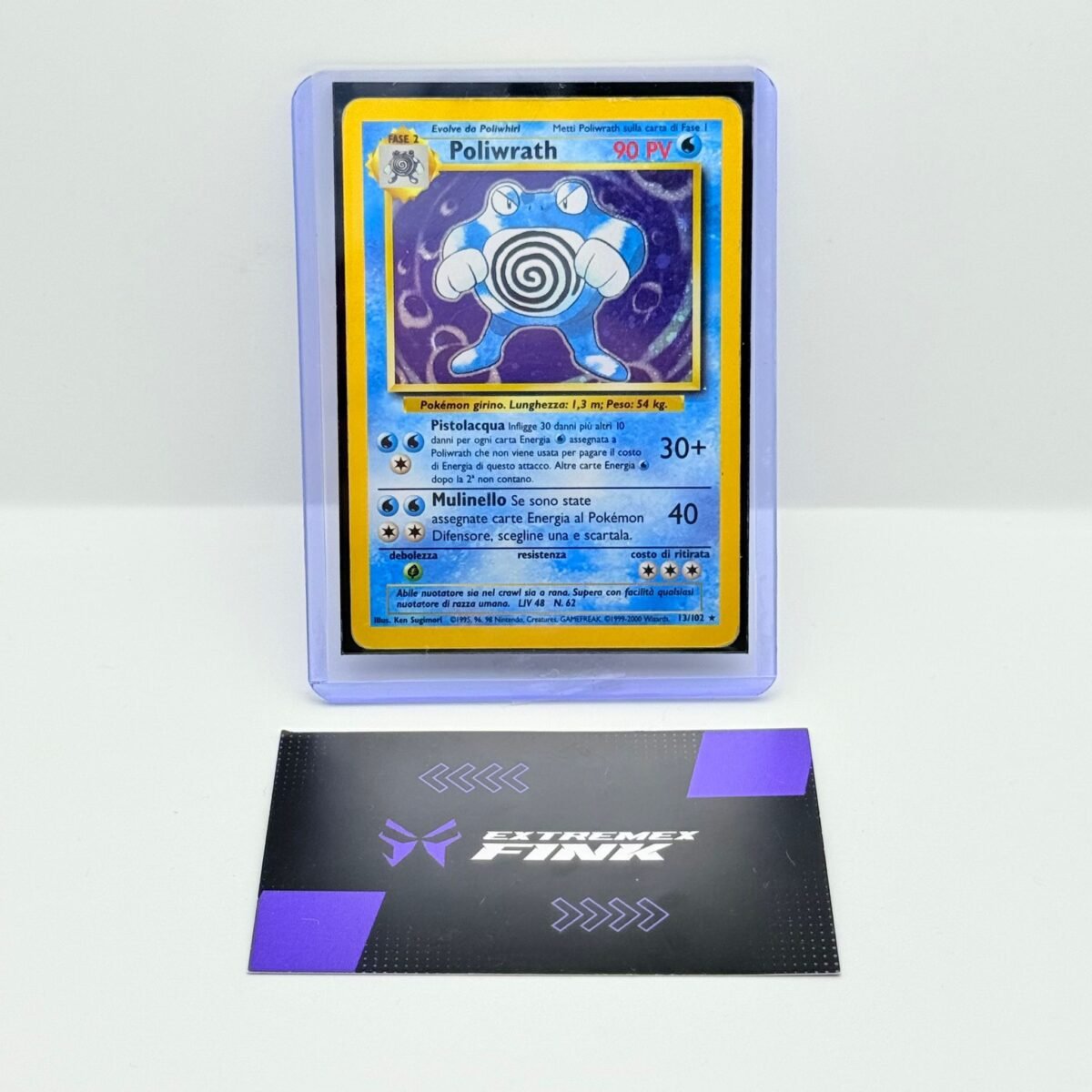 CARTA POKEMON CARD - POLIWRATH HOLO 13/102 - ITA - BASE UNLIMITED - PLAYED POOR