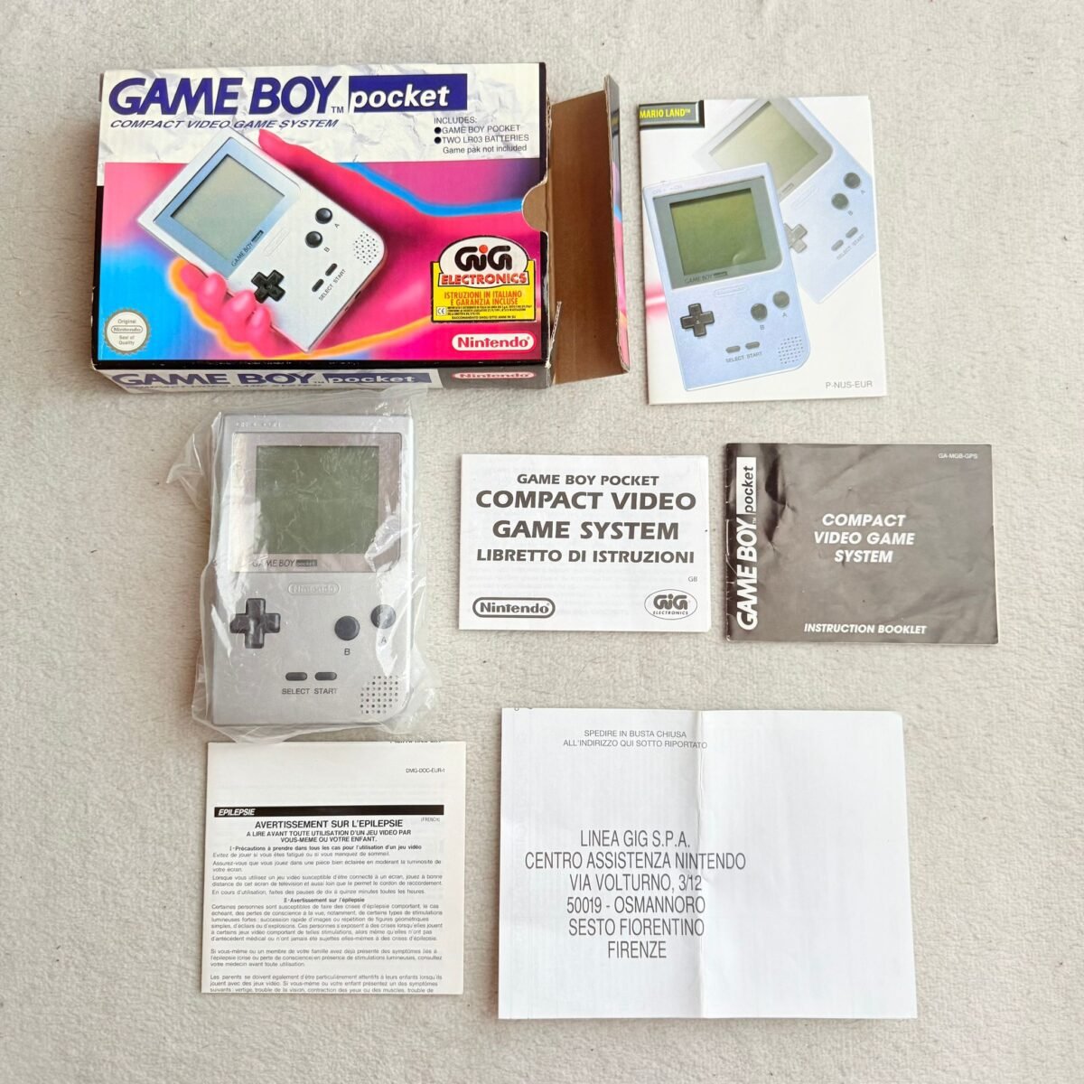 NINTENDO GAME BOY POCKET GRIGIO - 100% ORIGINALE - BOXATO - PAL EUR - GIG ITALIA