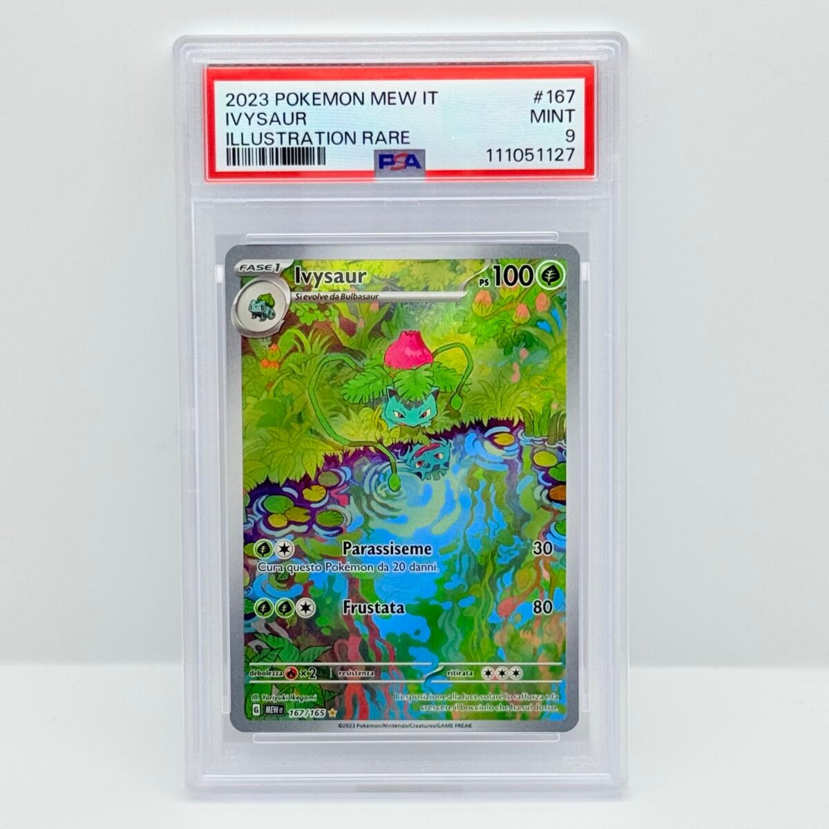 CARTA POKEMON CARD IVYSAUR 167/165 2023 - MEW 151 - ITA - PSA 9 -
