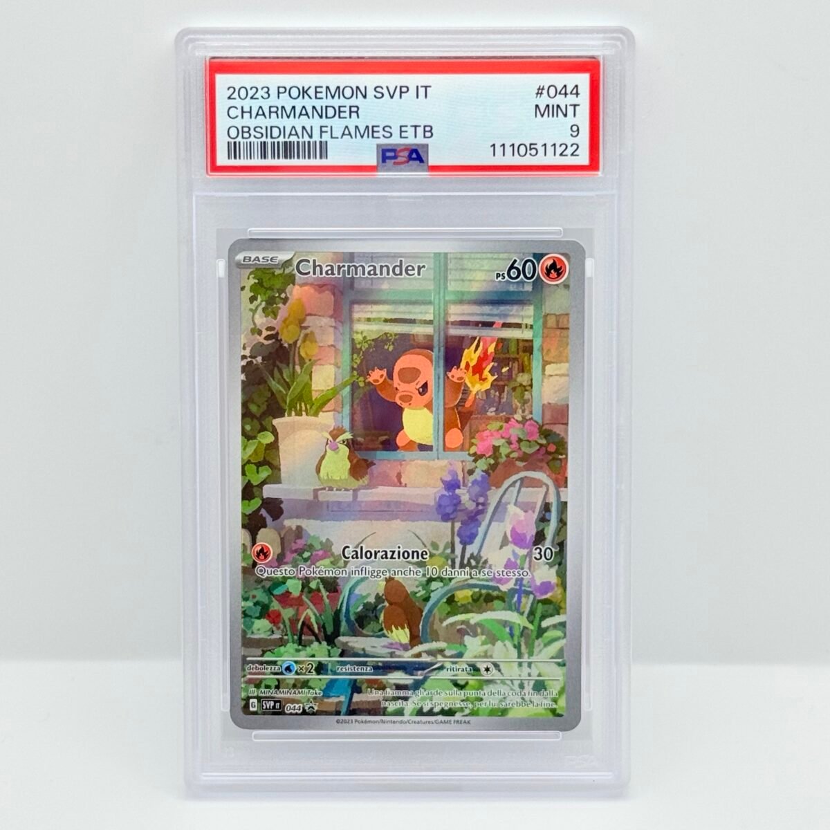 CARTA POKEMON CHARMANDER 044 PROMO ETB - OSSIDIANA INFUOCATA - ITA - PSA 9 -