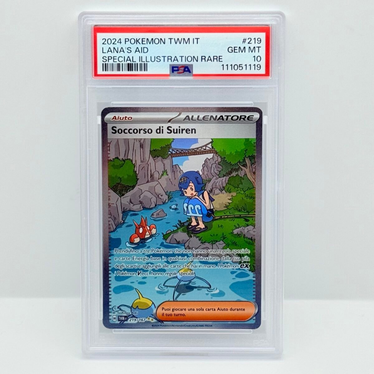 CARTA POKEMON SOCCORSO DI SUIREN 219/167 - CREPUSCOLO MASCHERATO - ITA - PSA 10