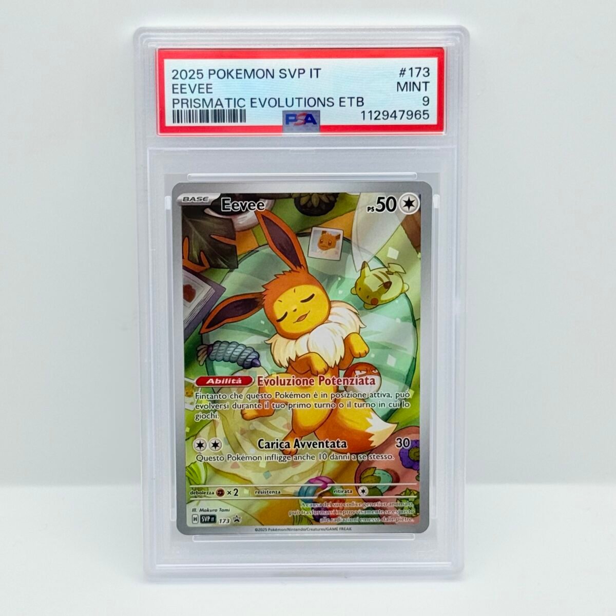 CARTA POKEMON EEVEE PROMO 173 ETB - EVOLUZIONI PRISMATICHE - ITA - PSA 9