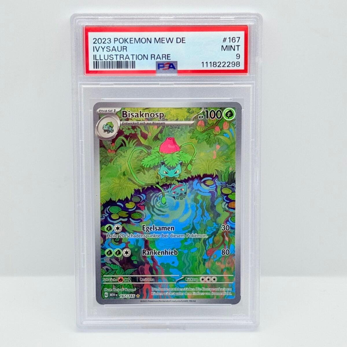 🇩🇪 POKEMON KARTE - CARD BISAKNOSP 167/165 - 2023 - MEW 151 - DE - PSA 9 -