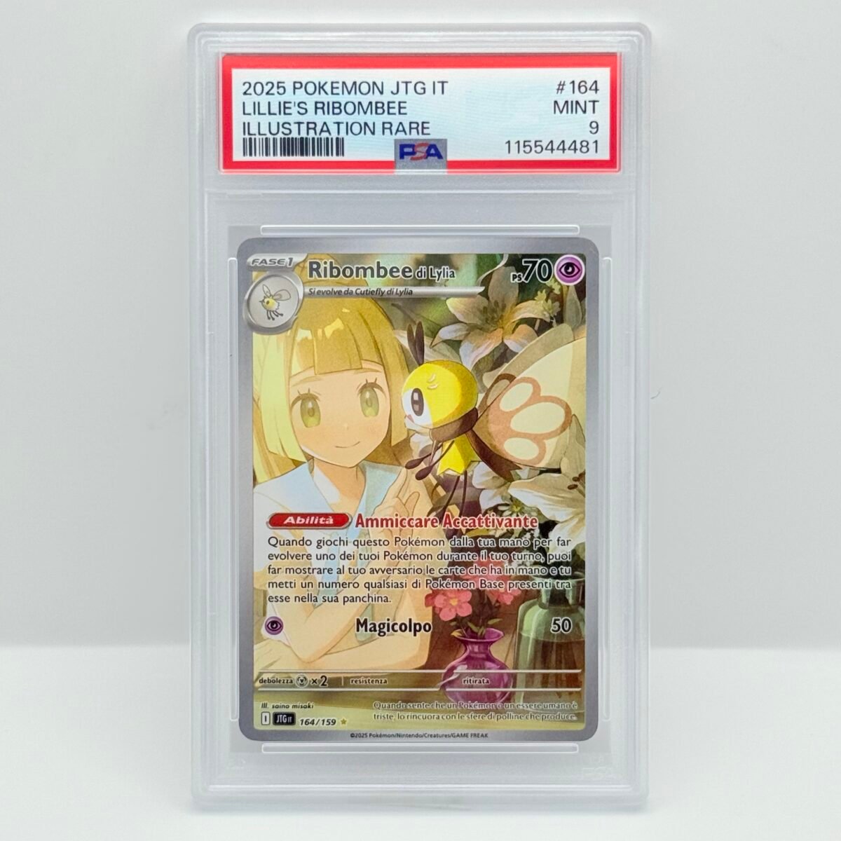 CARTA POKEMON CARD LILLIE‘S RIBOMBEE 164/159 - AVVENTURE INSIEME - ITA - PSA 9