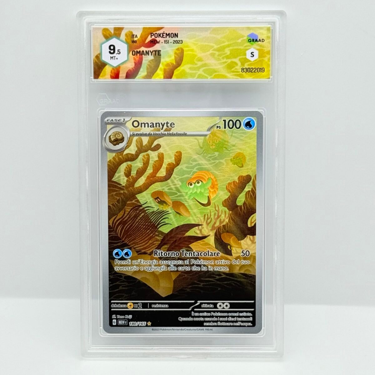 CARTA POKEMON OMANYTE 180/165 - 2023 - MEW 151 - ITA - GRAAD 9,5 MINT+