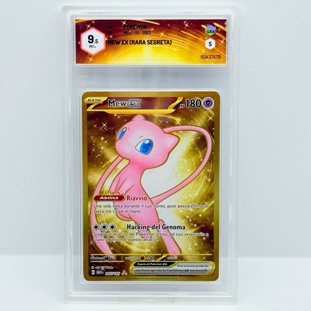 CARTA POKEMON MEW EX 205/165 - 2023 - MEW 151 - ITA - GRAAD 9,5 MINT+