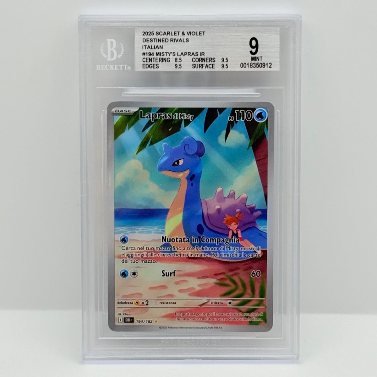 CARTA POKEMON LAPRAS DI MISTY 194/182 RIVALI PREDESTINATI - ITA - BGS 9