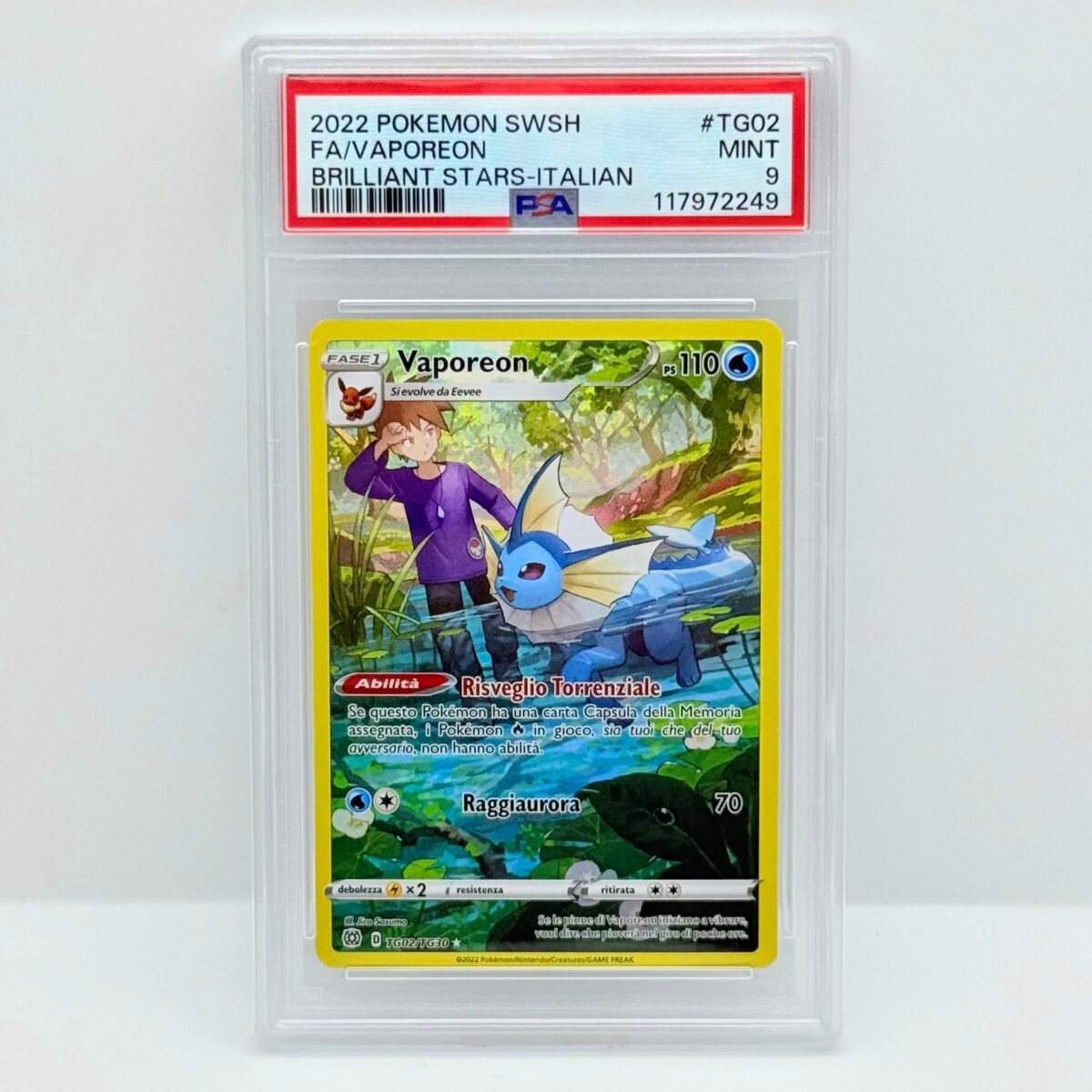 CARTA POKEMON CARD VAPOREON TG02/TG30 - ASTRI LUCENTI - ITA - PSA 9