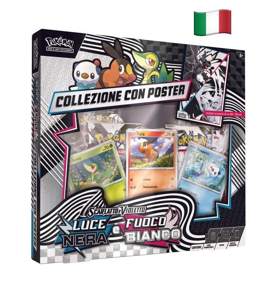 🇮🇹 POKEMON COLLEZIONE CON POSTER - FUOCO BIANCO E LUCE NERA - ITA - NUOVO