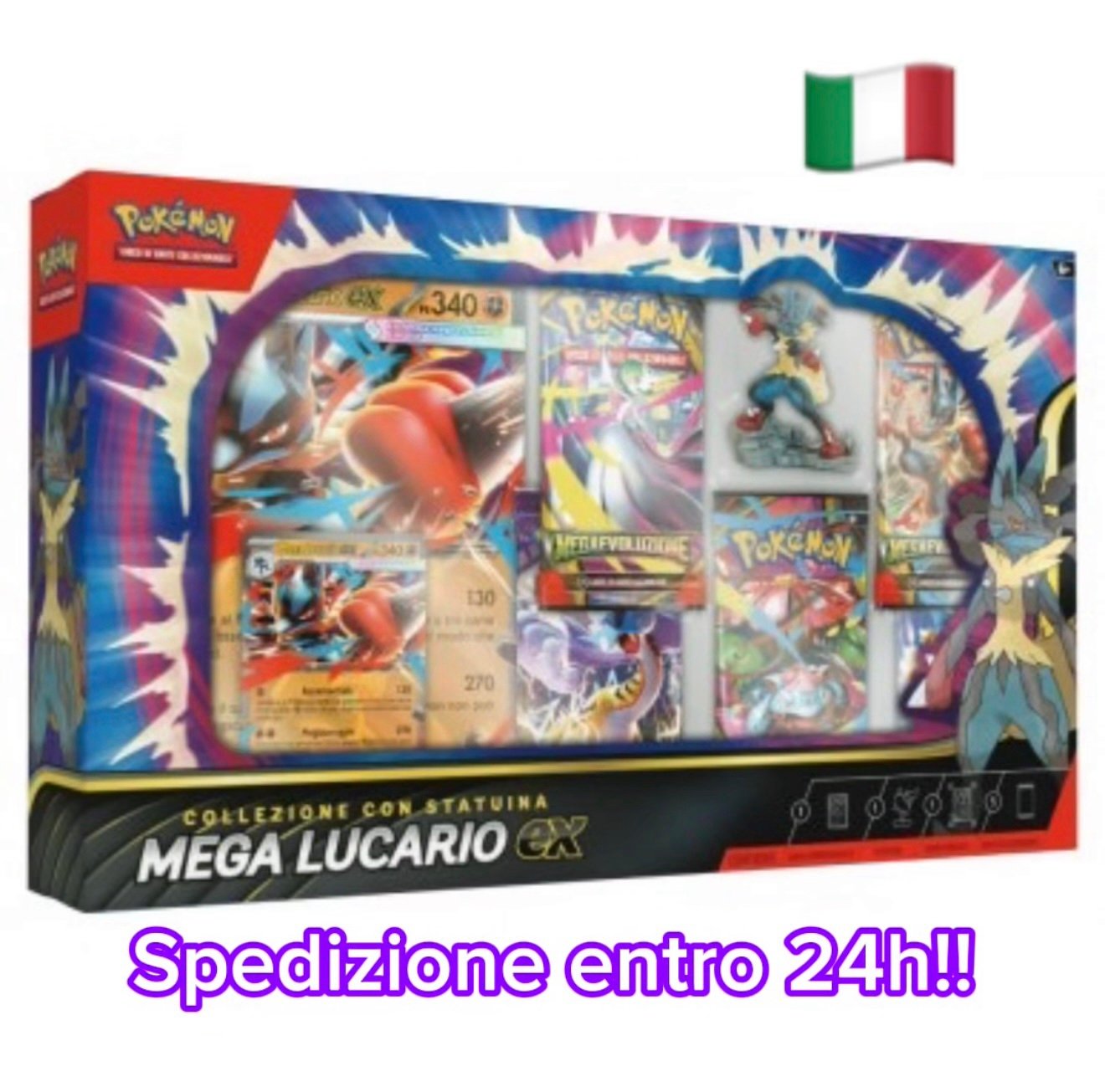 🇮🇹 POKEMON COLLEZIONE CON STATUINA - MEGA LUCARIO EX - ITA - NUOVO
