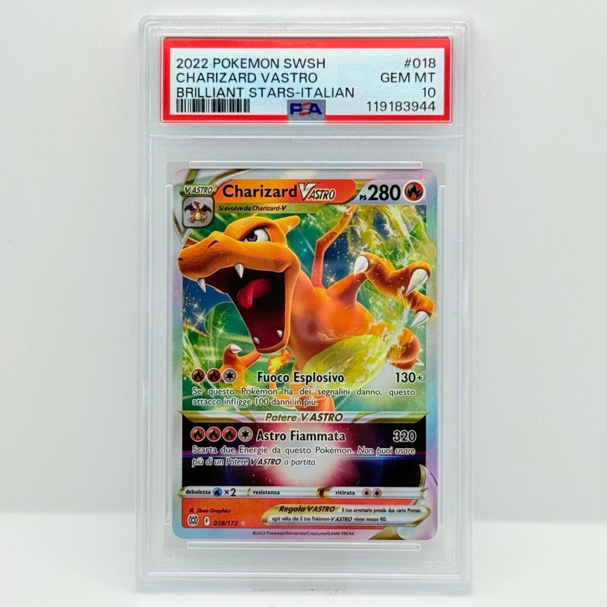 CARTA POKEMON CARD CHARIZARD VASTRO 018/172 - ASTRI LUCENTI - ITA - PSA 10 !