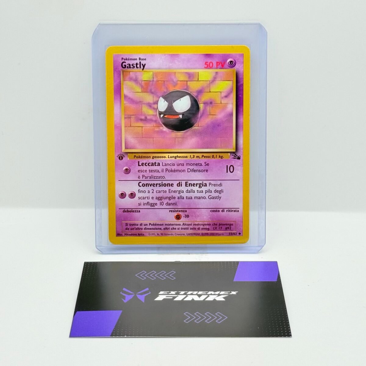 CARTA POKEMON CARD GASTLY 33/62 - ITA - FOSSIL 1 EDIZIONE - EXCELLENT
