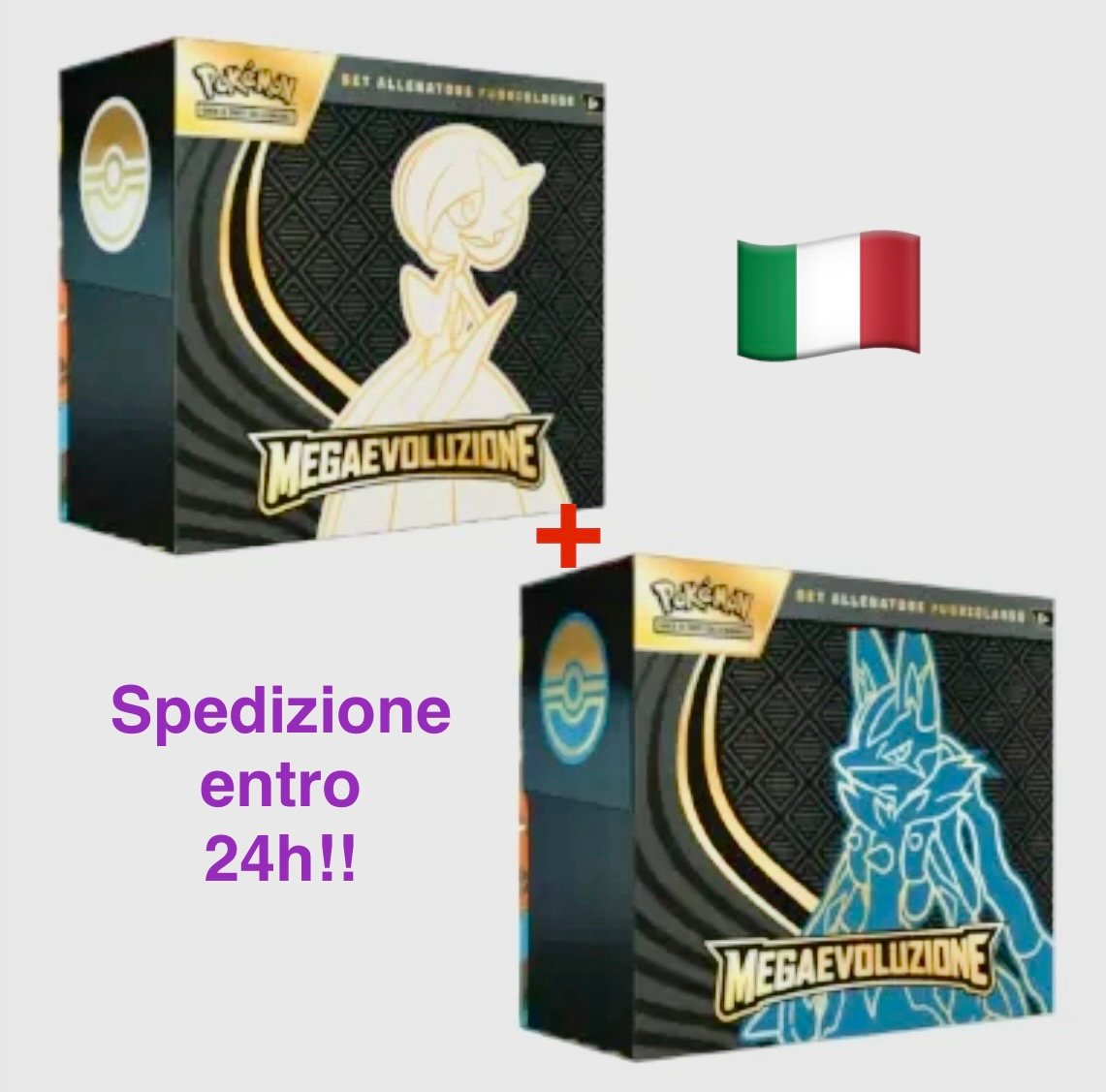🇮🇹 POKEMON 2 ETB MEGAEVOLUZIONE - 1 LUCARIO + 1 GARDEVOIR - SEALED - PERFETTI