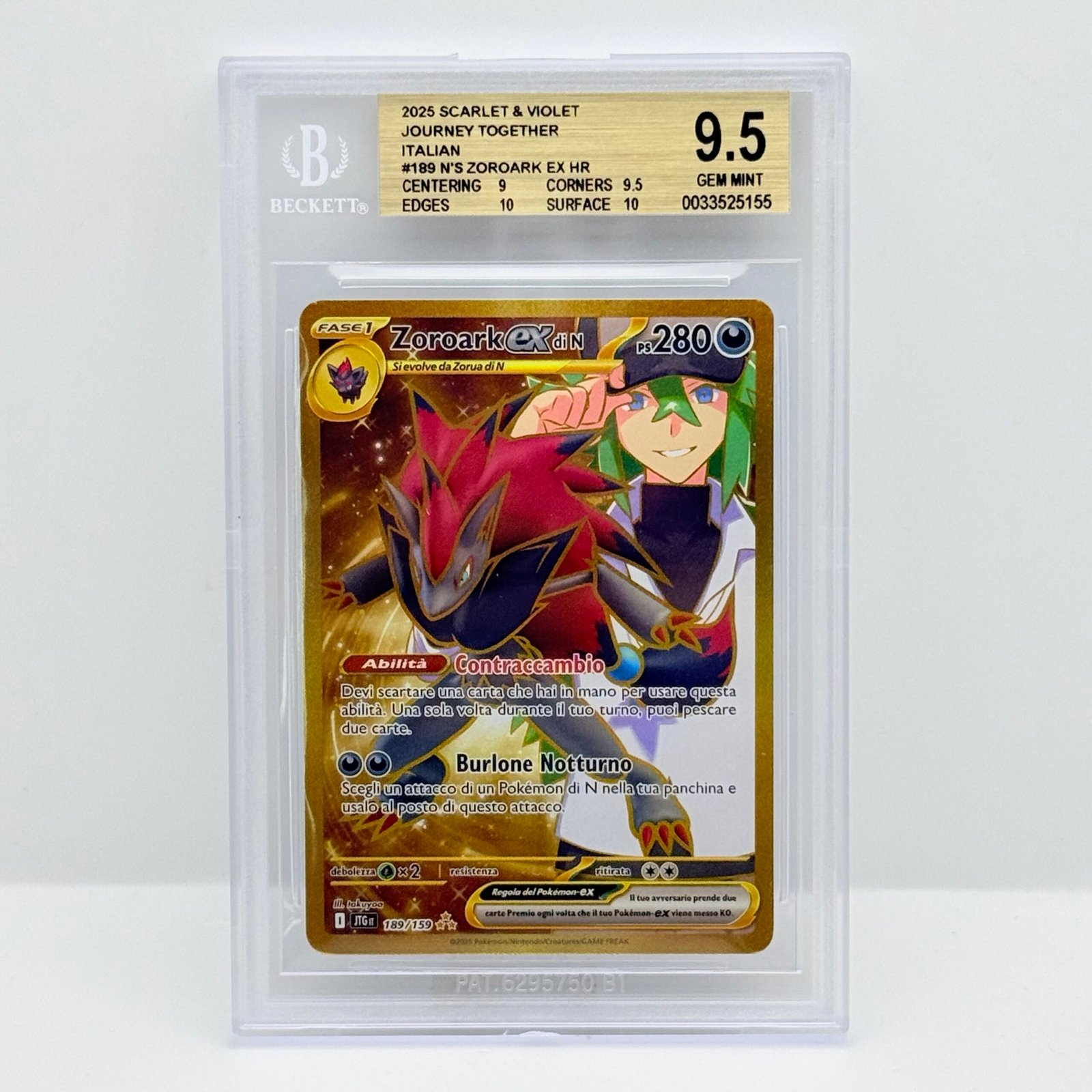 CARTA POKEMON ZOROARK EX DI N GOLD 189/159 - AVVENTURE INSIEME - ITA - BGS 9,5