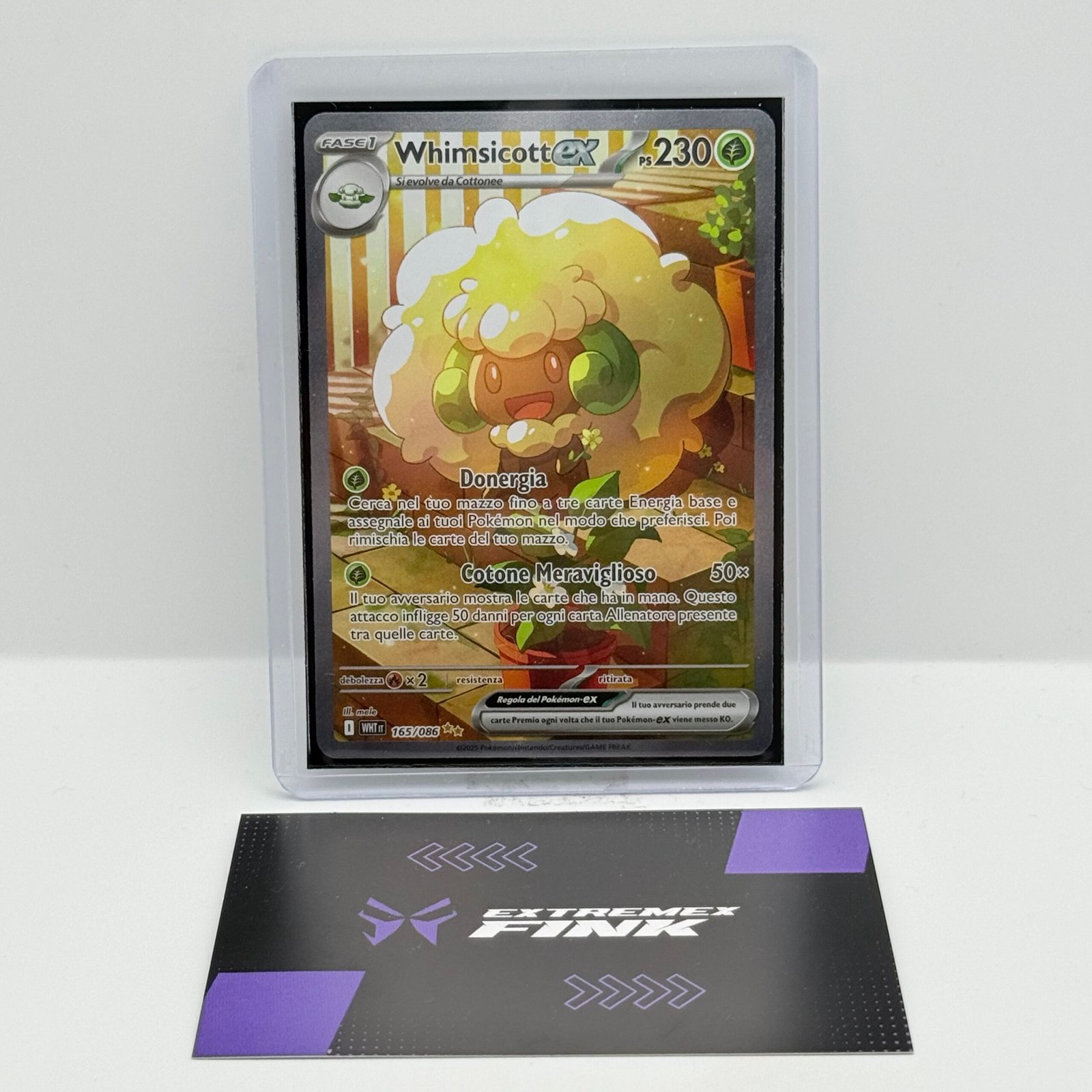CARTA POKEMON WHIMSICOTT EX 165/086- ITA - FUOCO BIANCO - NEAR MINT