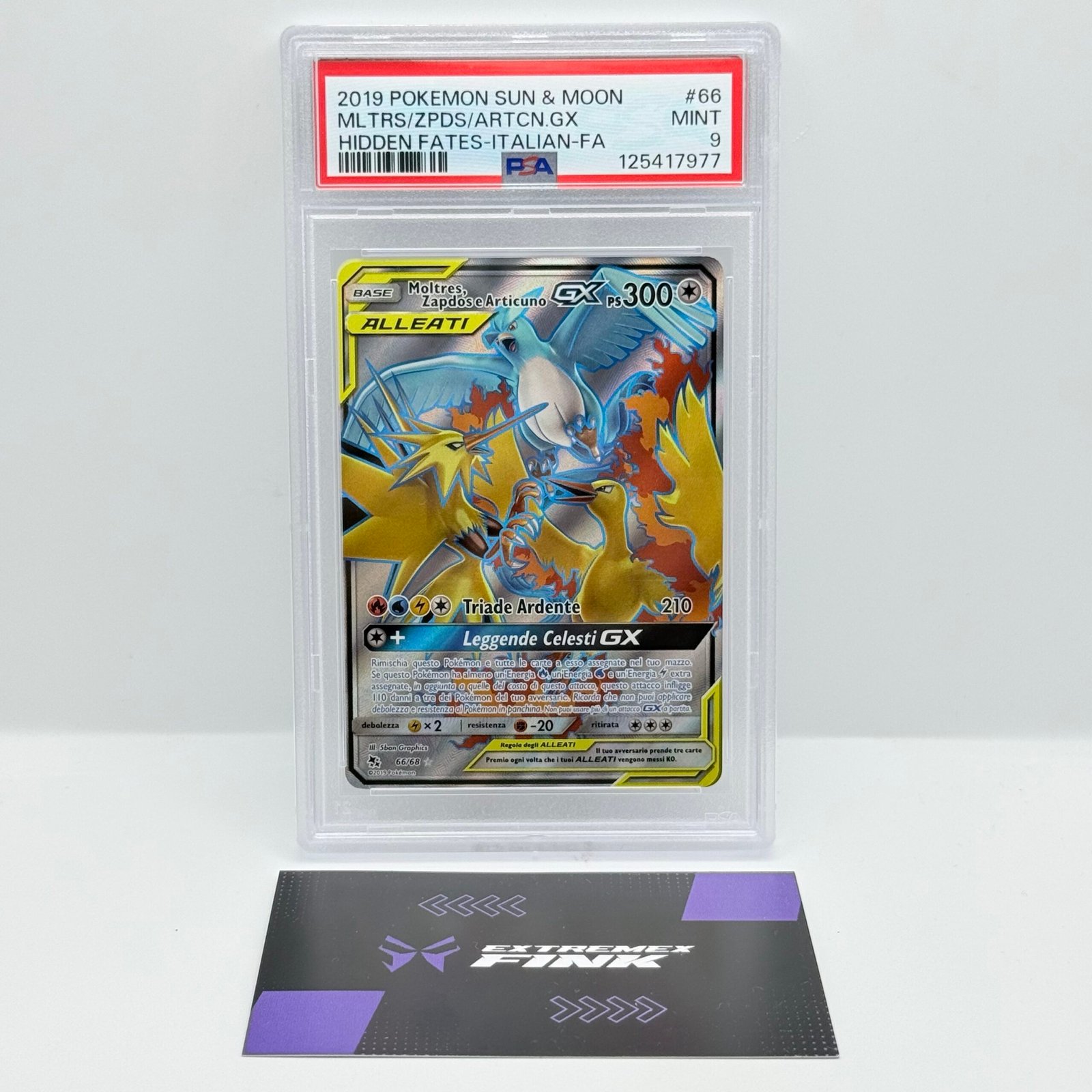 CARTA POKEMON MOLTRES ZAPDOS ARTICUNO GX 66/68 DESTINO SFUGGENTE - ITA - PSA 9
