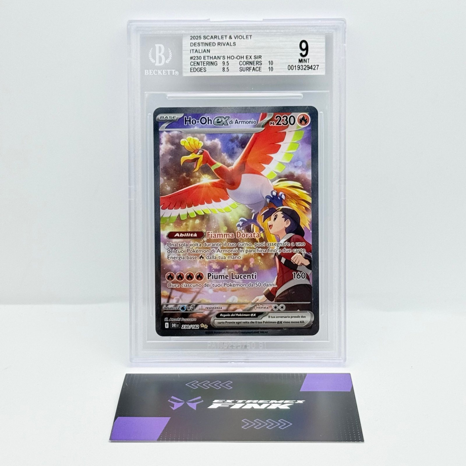 CARTA POKEMON HO-OH EX DI ARMONIO 230/182 RIVALI PREDESTINATI ITA - BGS 9