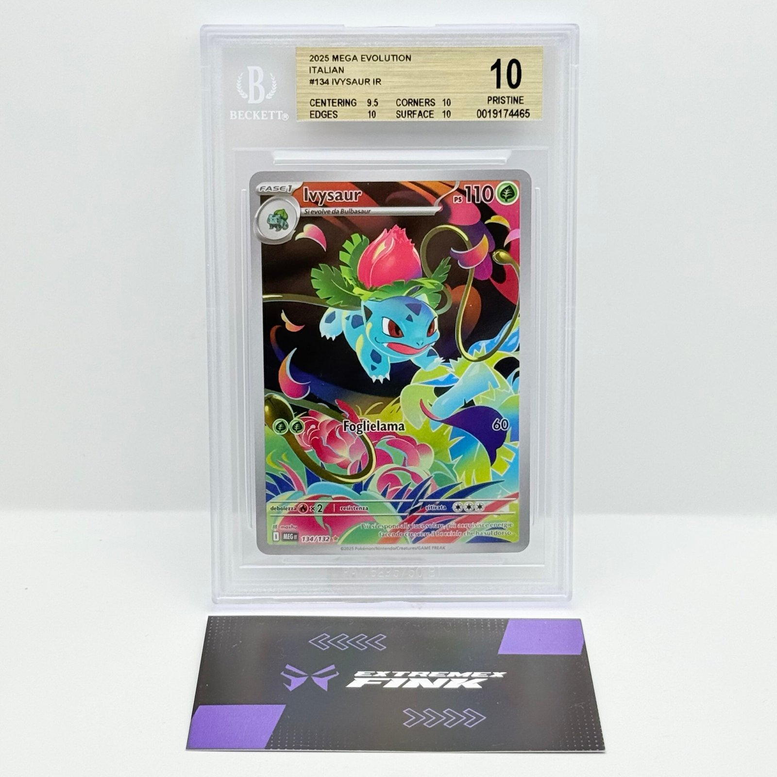 CARTA POKEMON IVYSAUR 134/132 - MEGAEVOLUZIONE - ITA - BECKETT / BGS 10 !