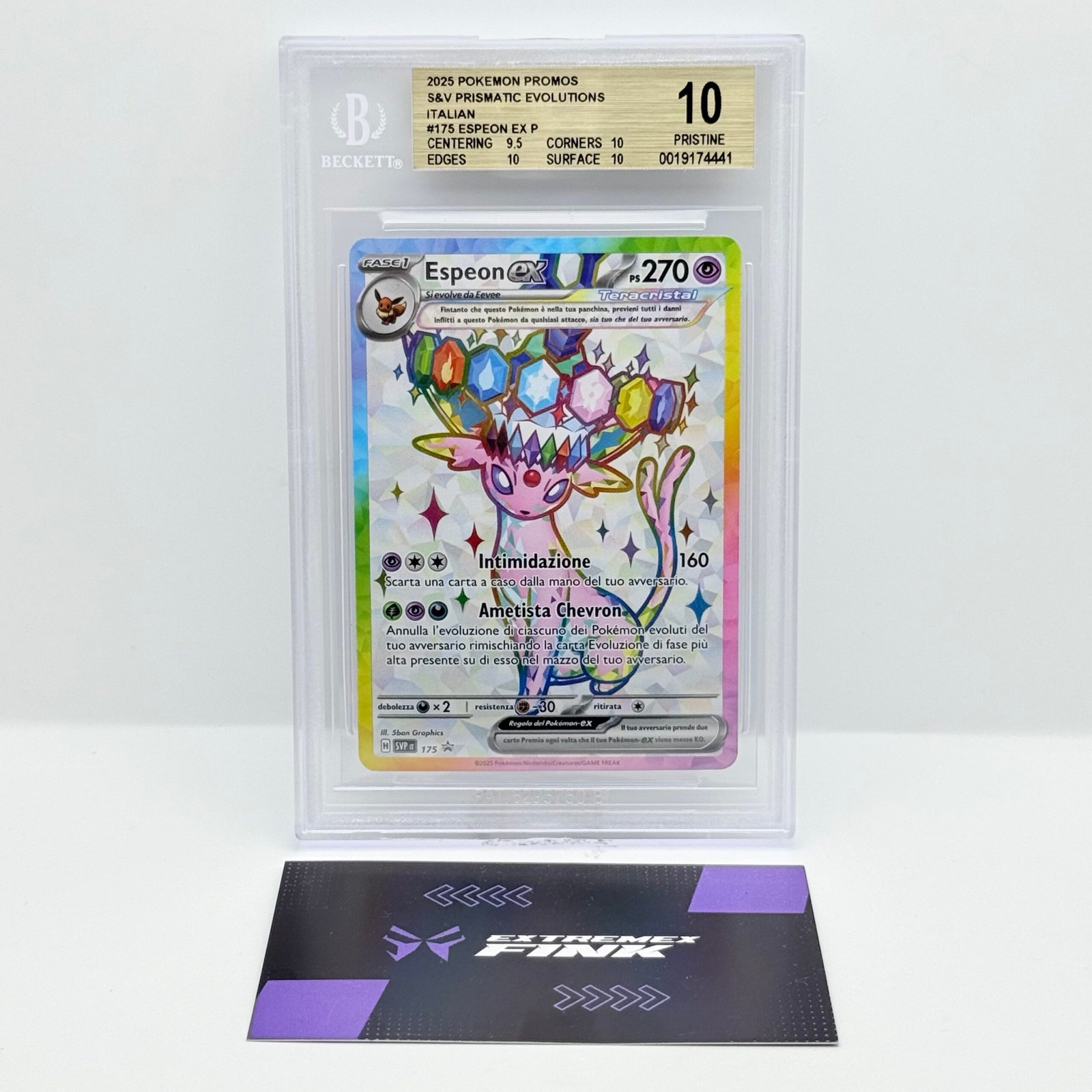 CARTA POKÉMON ESPEON EX PROMO 175 -2025- EVOLUZIONI PRISMATICHE - ITA - BGS 10