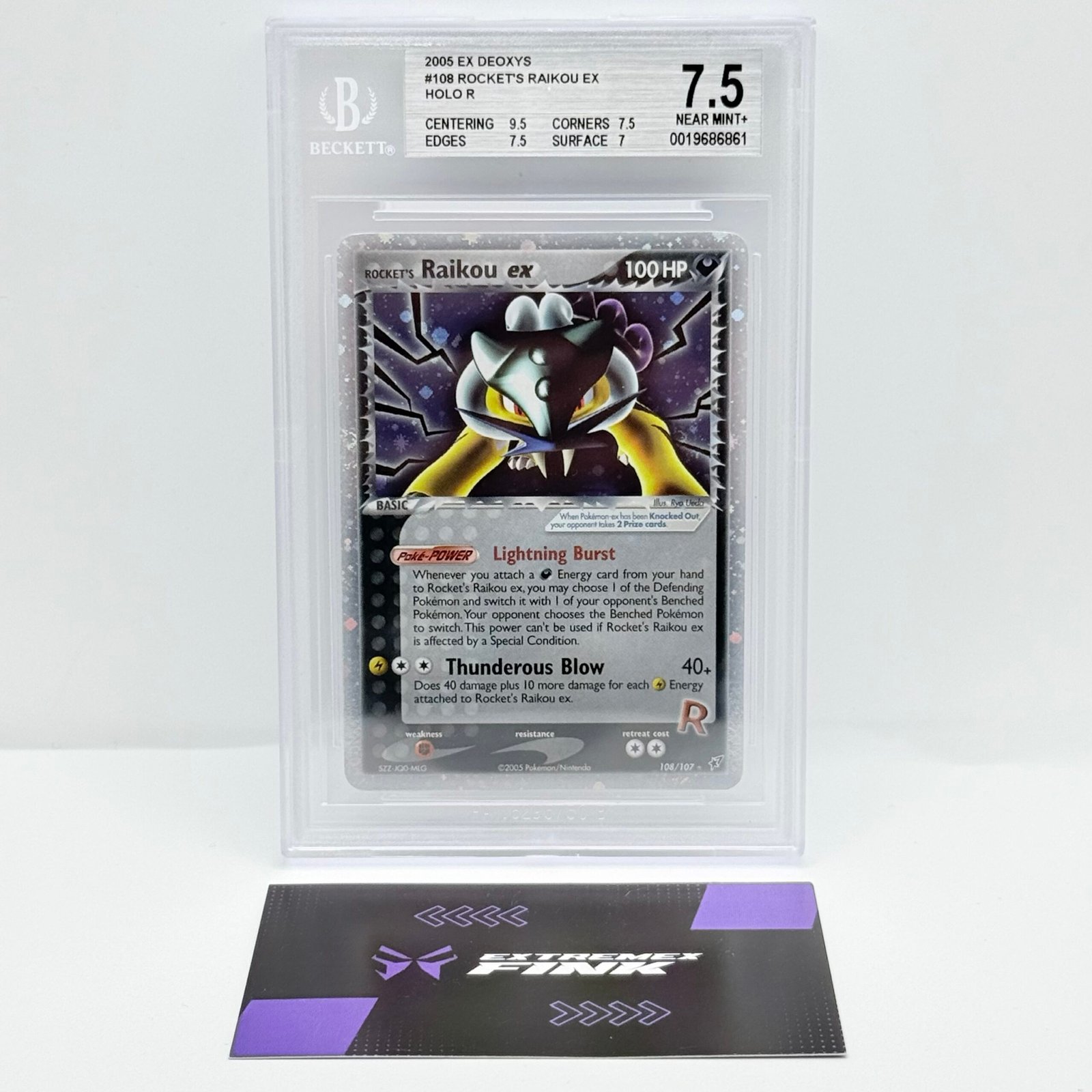 CARTA POKEMON ROCKET‘S RAIKOU EX 108/107 - ENG - EX DEOXYS - BECKETT BGS 7,5