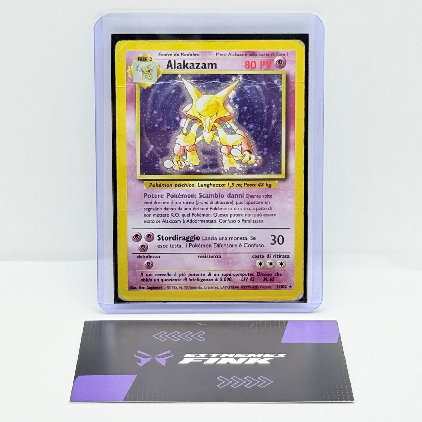 CARTA POKEMON CARD ALAKAZAM HOLO 1/102 - ITA - SET BASE - PLAYED / POOR