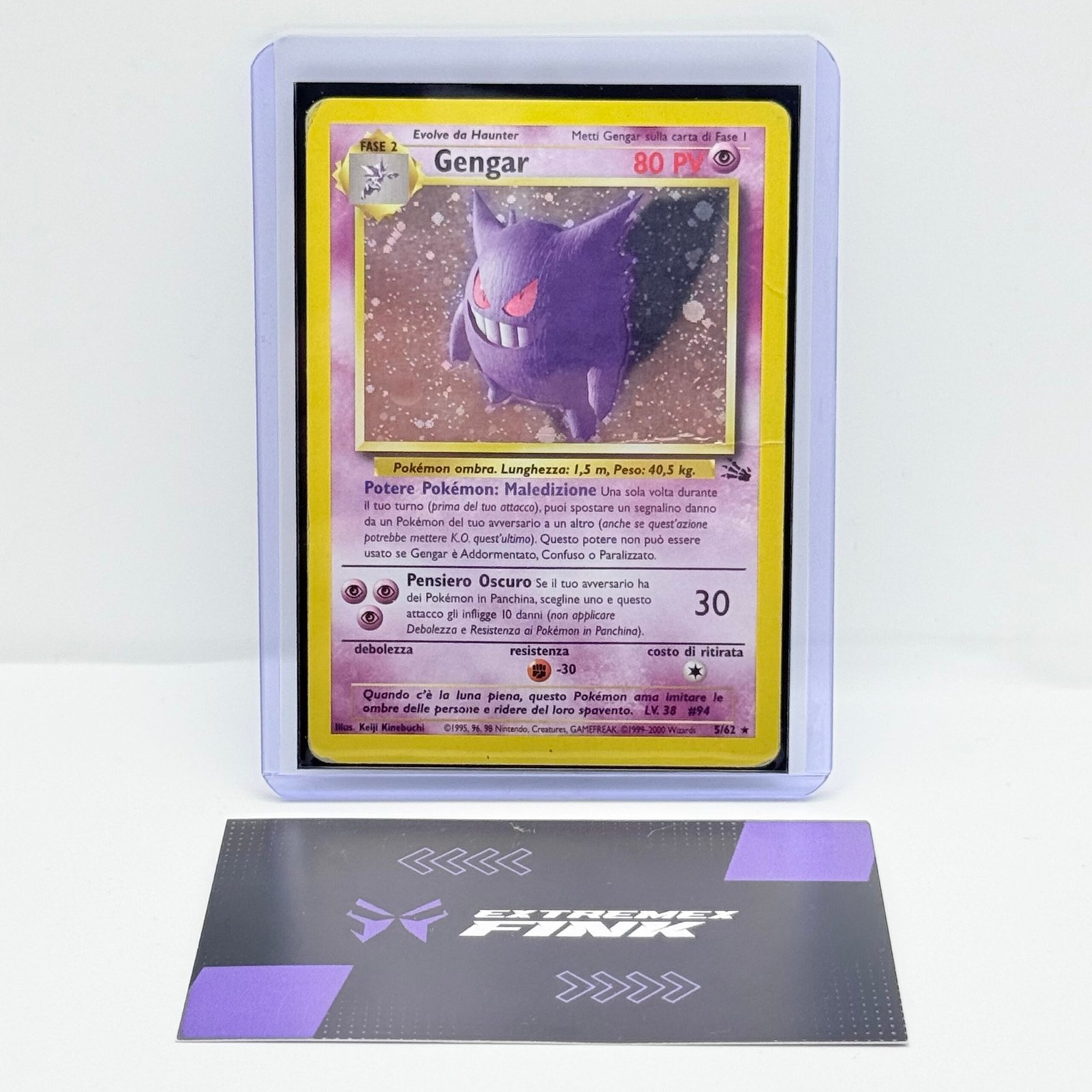 CARTA POKEMON CARD GENGAR HOLO 5/62 - ITA - SET FOSSIL - PLAYED / POOR