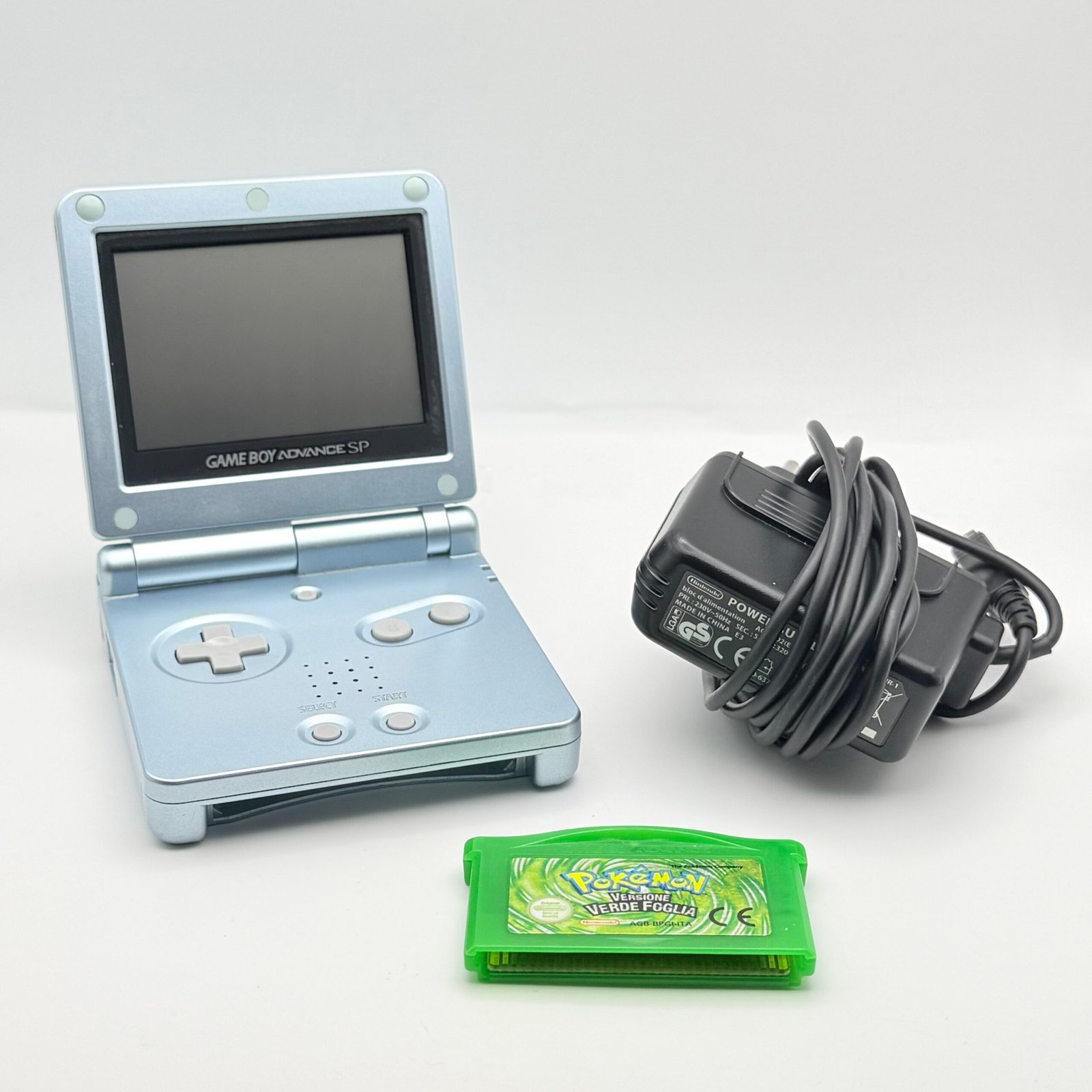 NINTENDO GAME BOY ADVANCE SP + POKÉMON VERDE FOGLIA ORIGINALE ITA - OTTIMO STATO