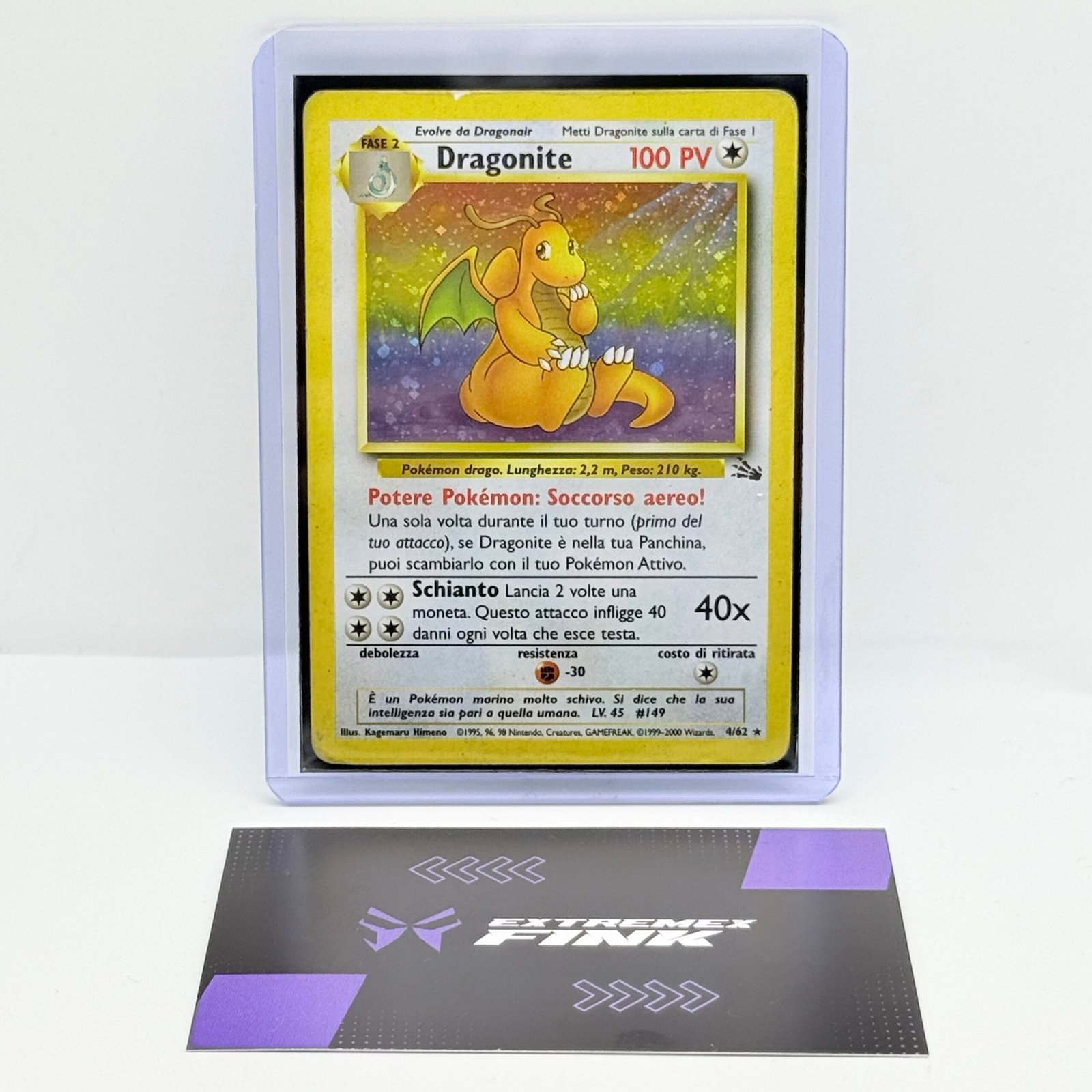 CARTA POKEMON CARD DRAGONITE HOLO 4/62 - ITA - SET FOSSIL - PLAYED - GIOCATA