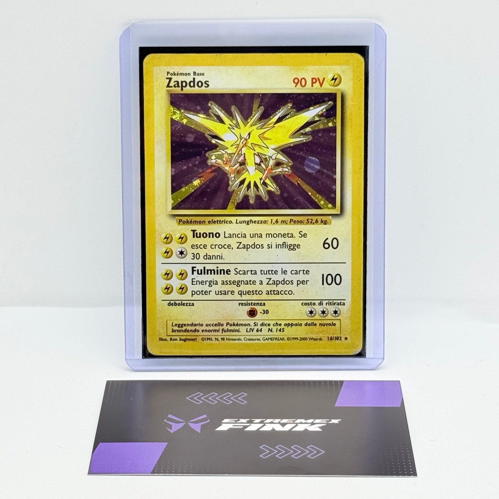 CARTA POKEMON CARD ZAPDOS HOLO 16/102 - ITA - SET BASE - PLAYED / POOR