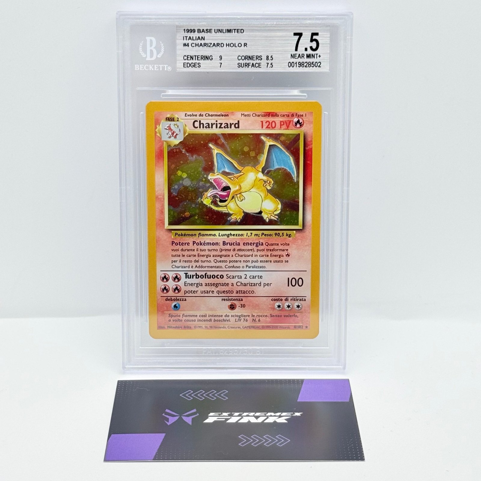 CARTA POKEMON CHARIZARD HOLO 4/102 - ITA - SET BASE - BECKETT BGS 7,5