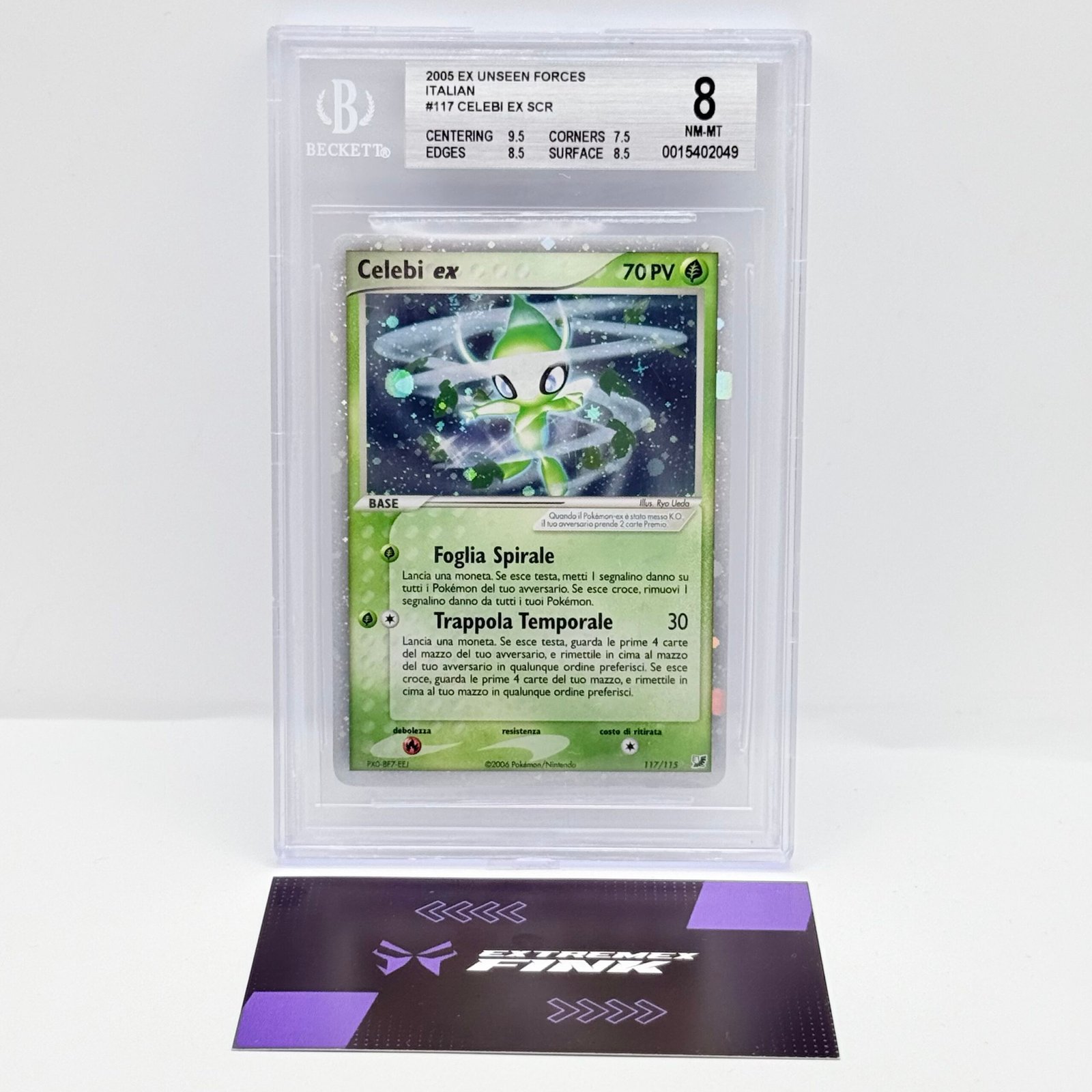 CARTA POKEMON CELEBI EX HOLO 117/115 - EX FORZE SEGRETE ITA - 2006 - BGS 8 !!