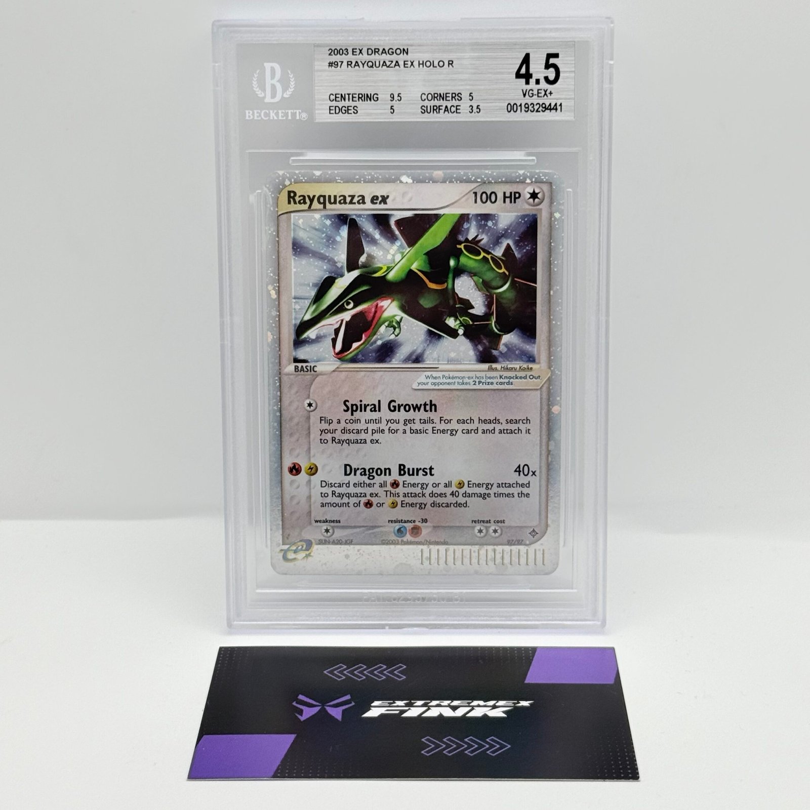CARTA POKEMON RAYQUAZA EX HOLO 97/97 - ENG - EX DRAGON - BECKETT / BGS 4,5
