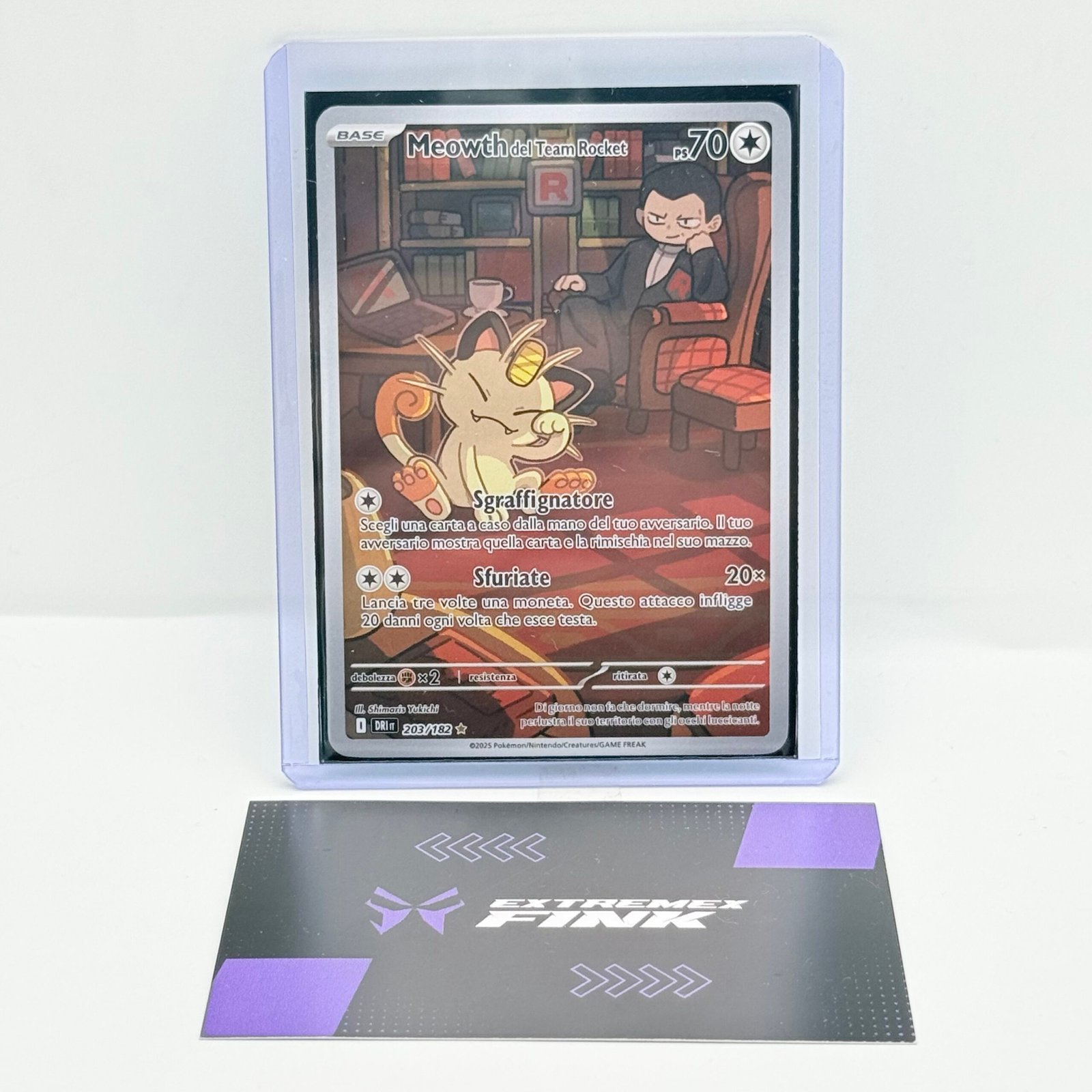 CARTA POKEMON MEOWTH DEL TEAM ROCKET 203/182 - ITA - RIVALI PREDESTINATI - NM