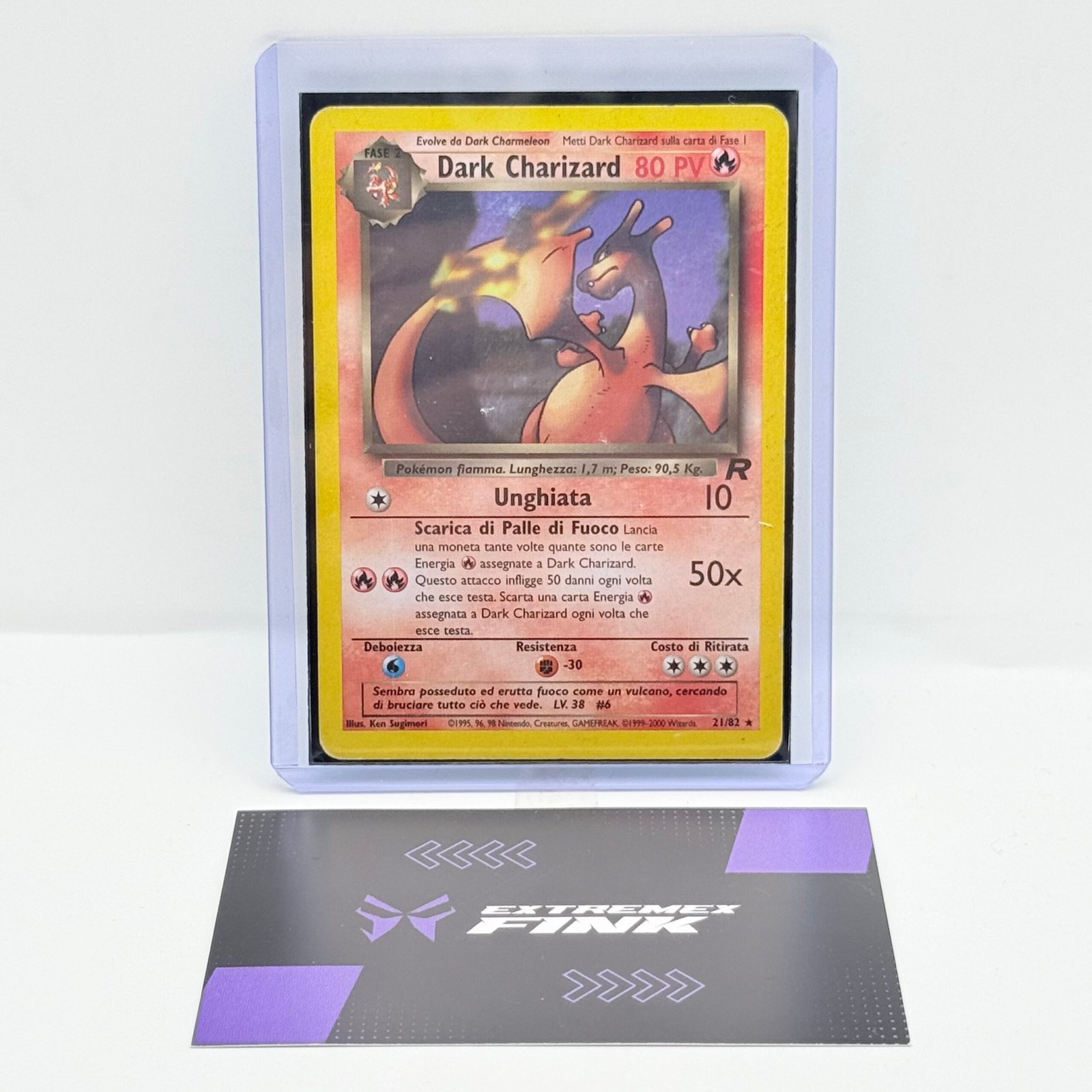 CARTA POKEMON DARK CHARIZARD (NON HOLO) 21/82 - ITA - TEAM ROCKET - POOR - PLAYED