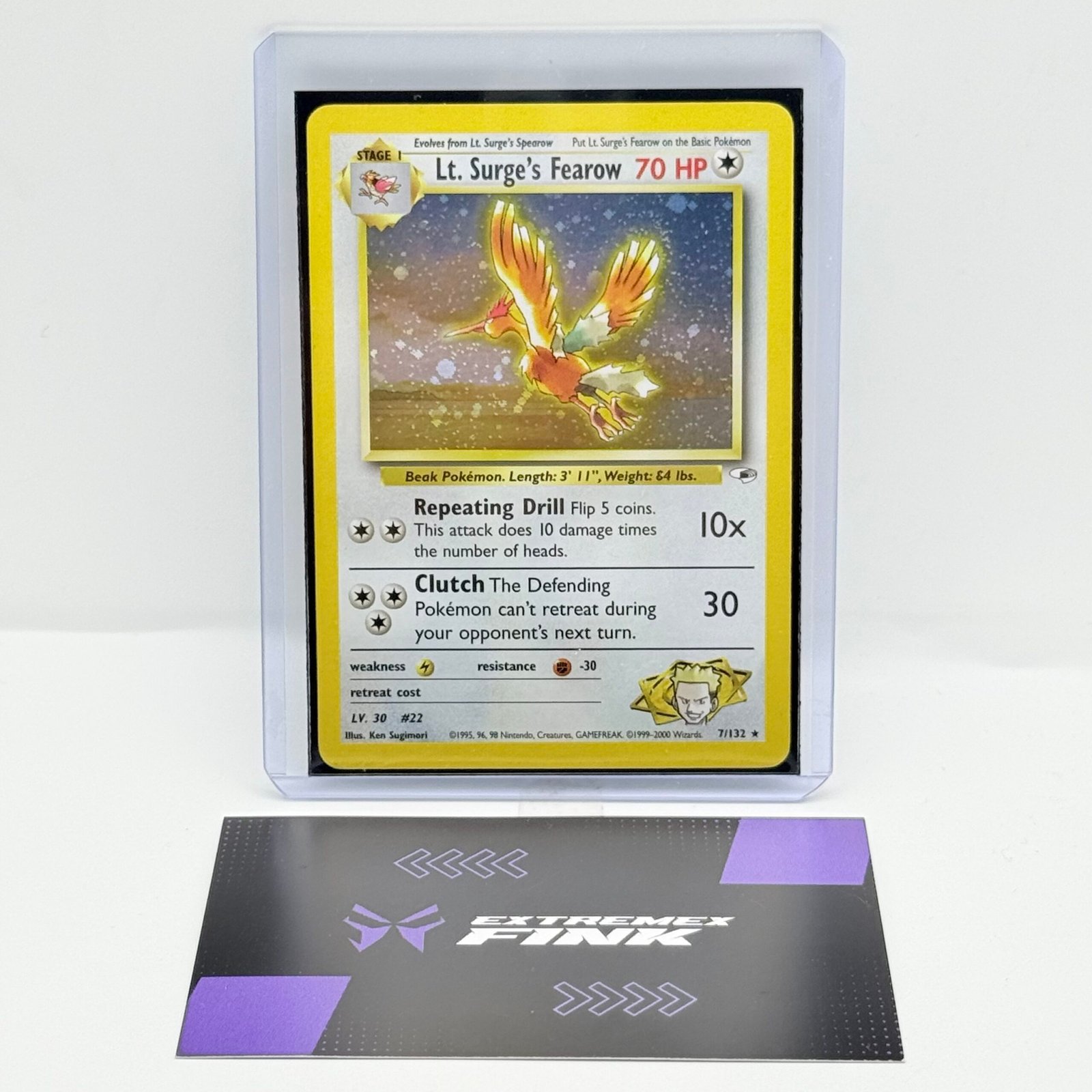 CARTA POKEMON LT. SURGE‘S FEAROW HOLO 7/132 - ENG - GYM HEROES- EXCELLENT