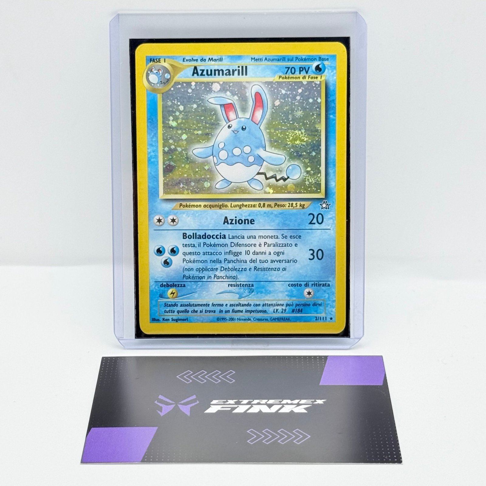 CARTA POKEMON AZUMARILL HOLO 2/111- ITA - NEO GENESIS - EXCELLENT