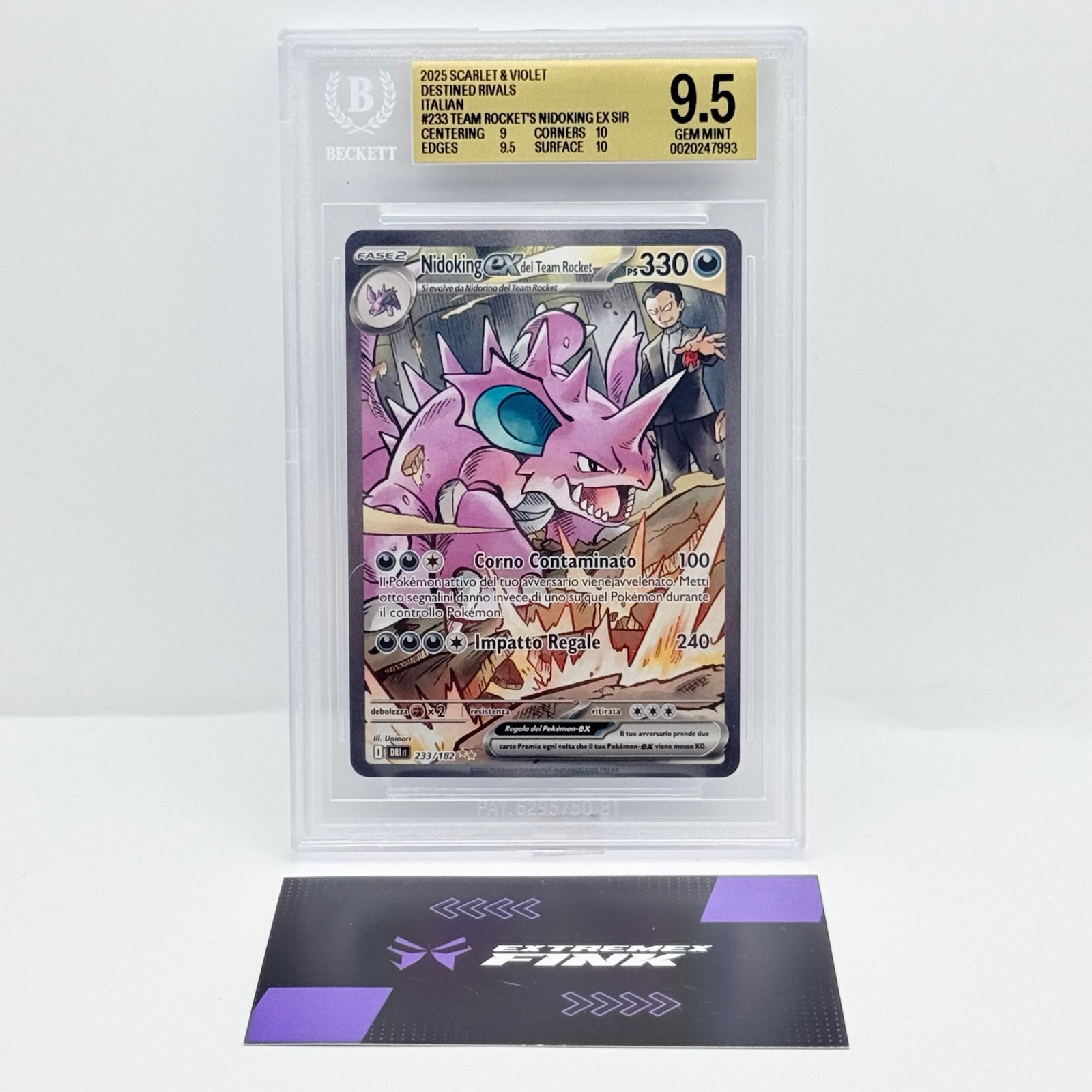 CARTA POKEMON NIDOKING EX SIR 233/182 RIVALI PREDESTINATI ITA - BECKETT BGS 9,5