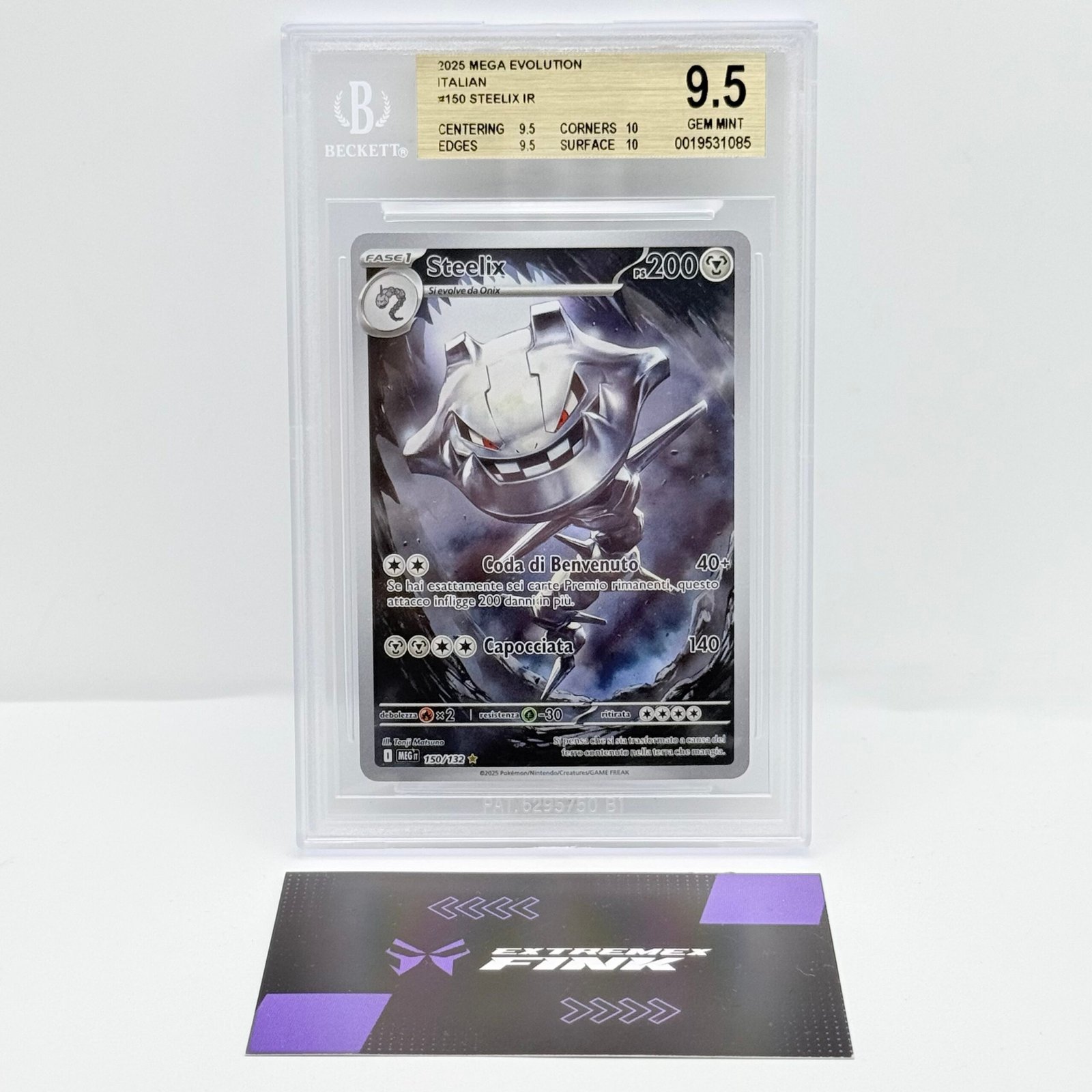 CARTA POKEMON STEELIX 150/132 - MEGAEVOLUZIONE - ITA - BECKETT / BGS 9,5