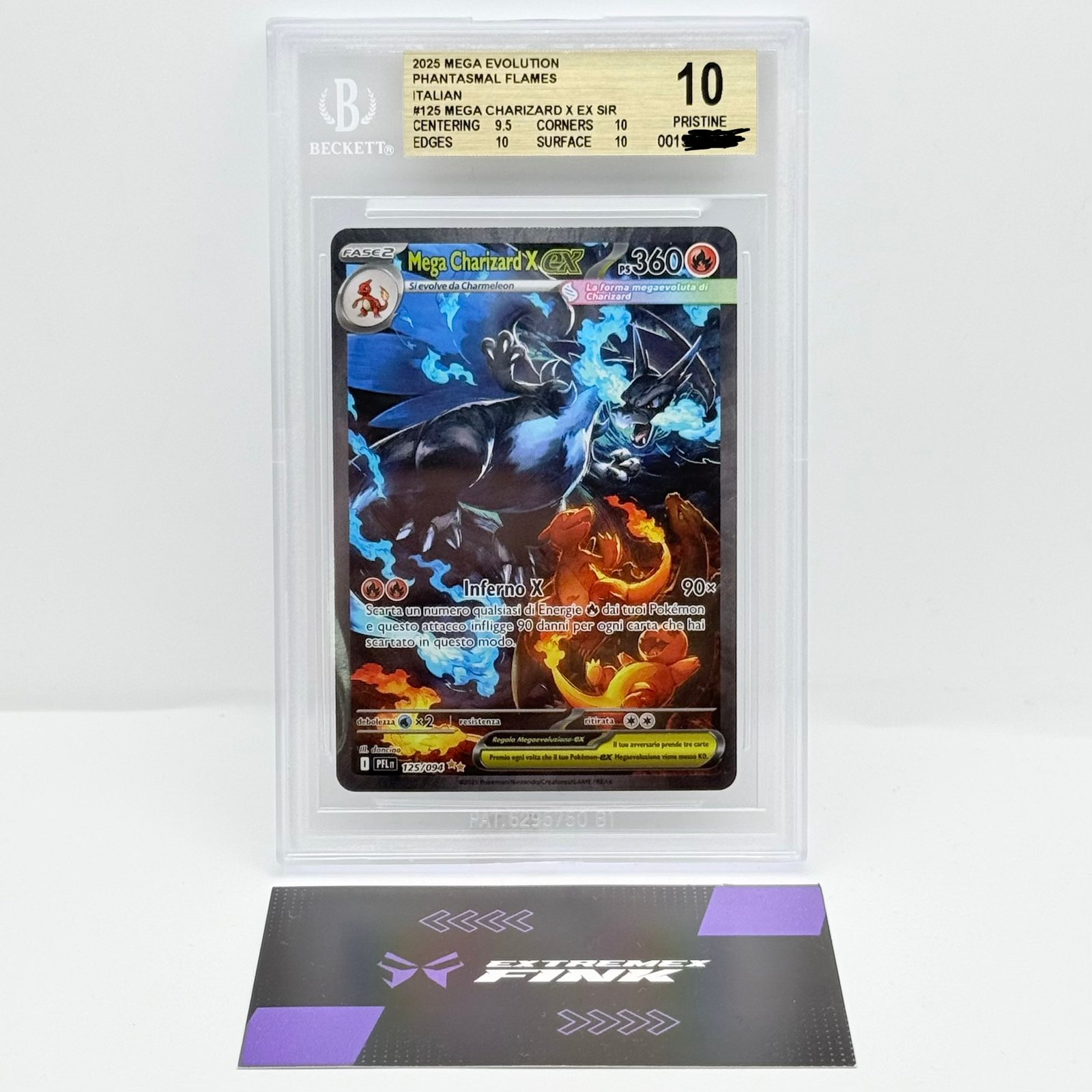 CARTA POKEMON MEGA CHARIZARD X EX 125/094 ITA FIAMME SPETTRALI - BECKETT BGS 10