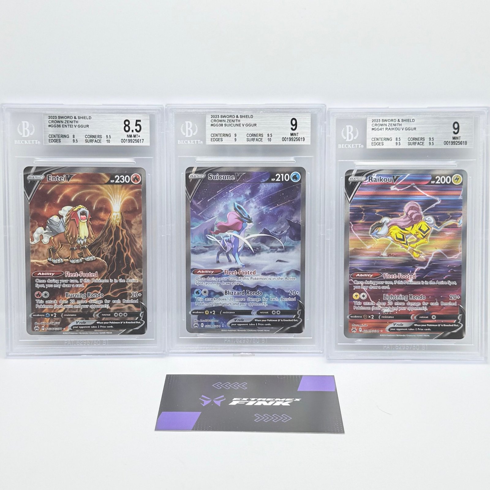 POKÉMON TRIO SUICUNE V - ENTEI V - RAIKOU V - CROWN ZENIT ENGLISH - BGS GRADED