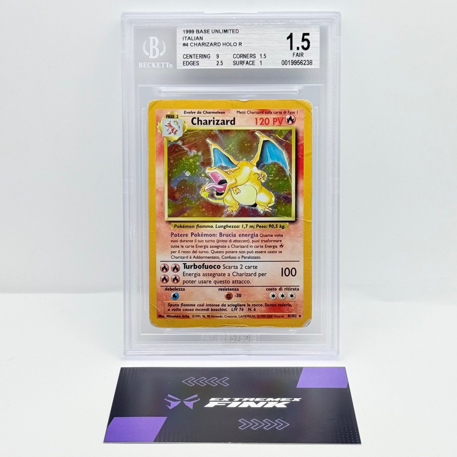 CARTA POKEMON CHARIZARD HOLO 4/102 - ITA - SET BASE - BECKETT BGS 1,5