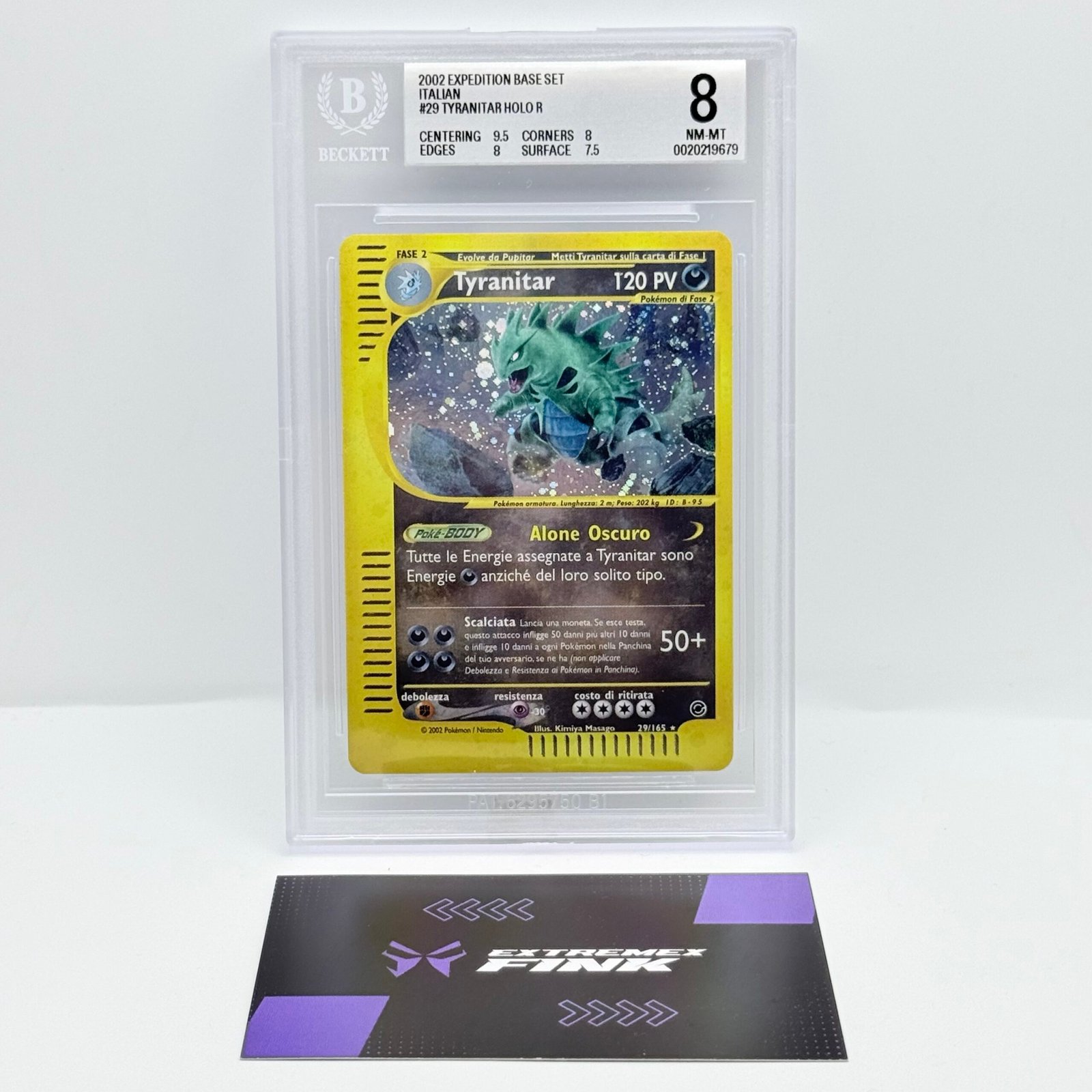 CARTA POKÉMON TYRANITAR HOLO 29/165 - ITA EXPEDITION BASE SET - BGS 8