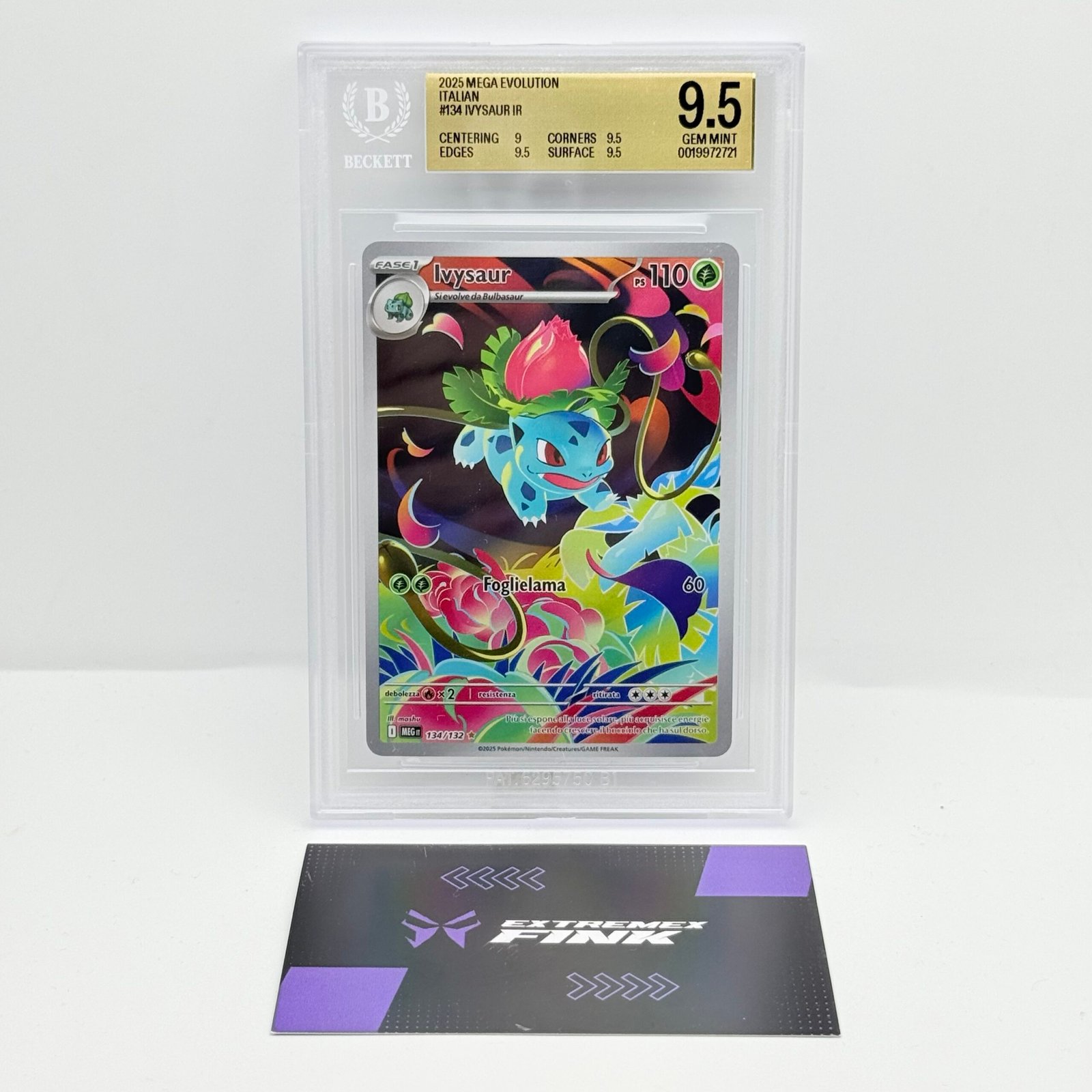 CARTA POKEMON IVYSAUR 134/132 - MEGAEVOLUZIONE - ITA - BECKETT / BGS 9,5